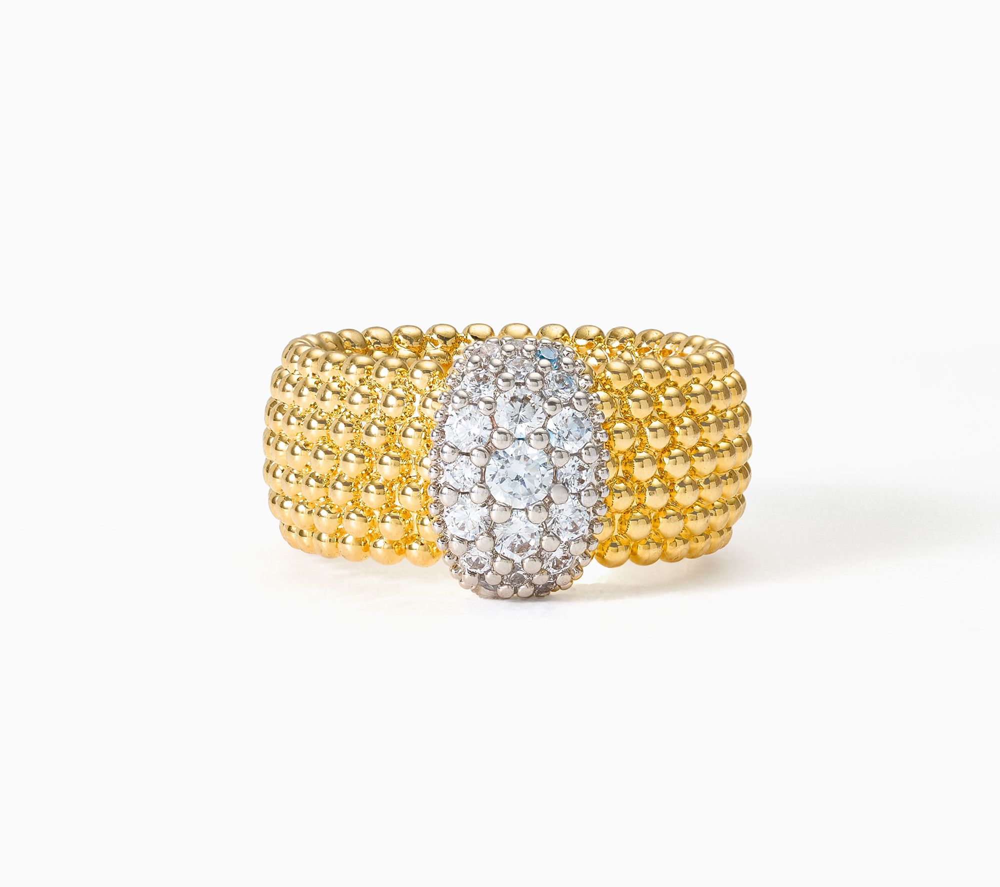 Diamonique Italia Popcorn Ring with Pave Detail, Bronze