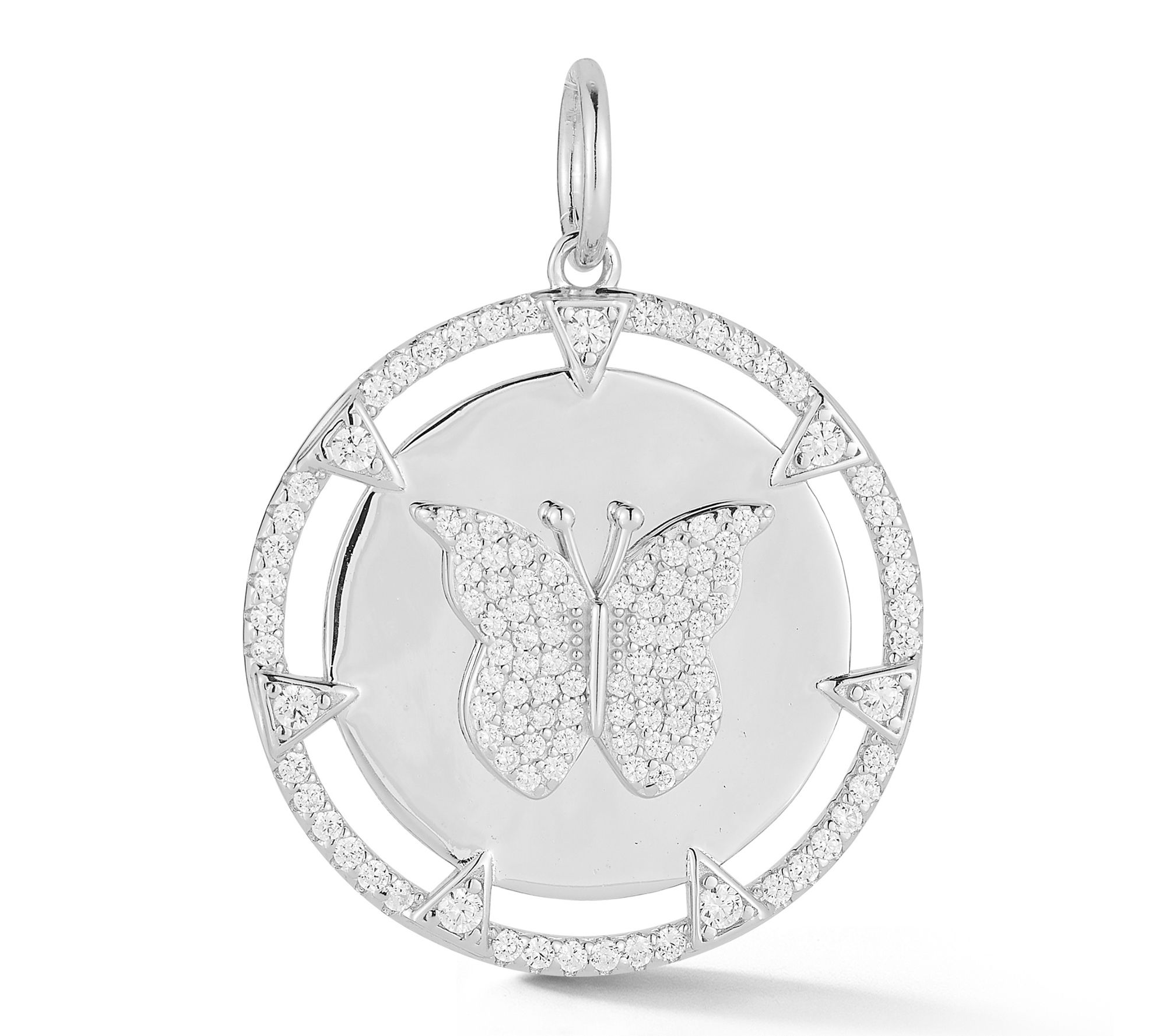 Sterlina Silver Pave Butterfly Medallion Pendant, Sterling