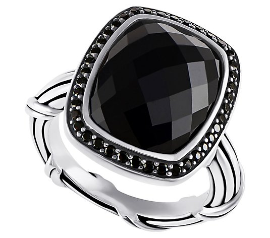 Peter Thomas Roth Galaxy Sterling Onyx Rectangle Halo Ring