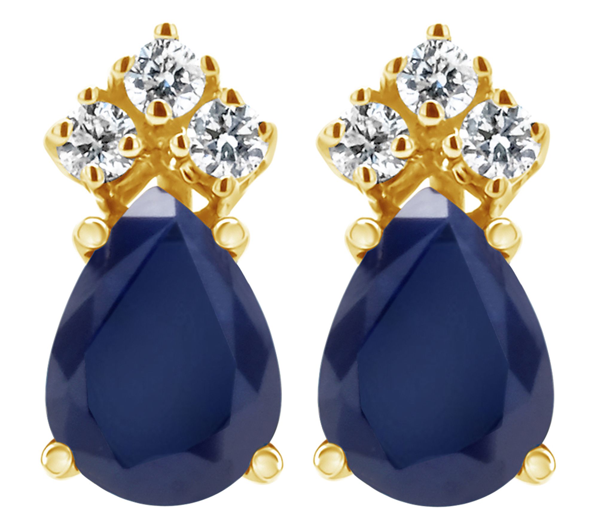 14K Pear Shaped Precious Gemstone & 1/10 cttw Diamond Earring