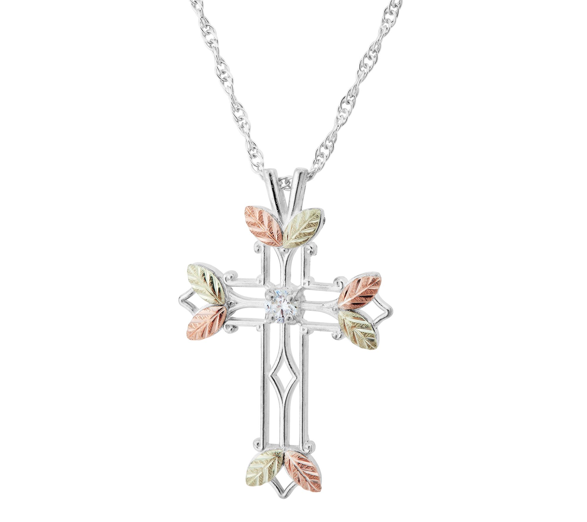 Black Hills Cubic Zirconia Cross Pendant, Sterling/12K Gold - QVC.com