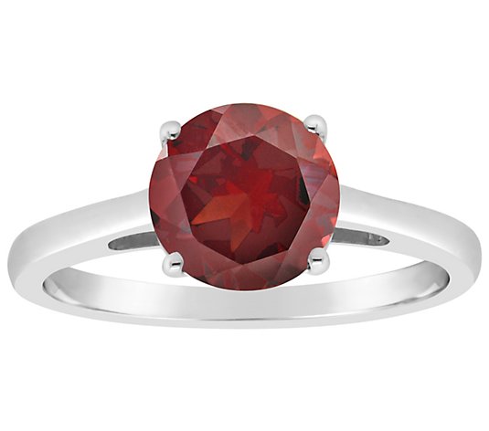 Sterling Silver Round Solitaire Gemstone Ring