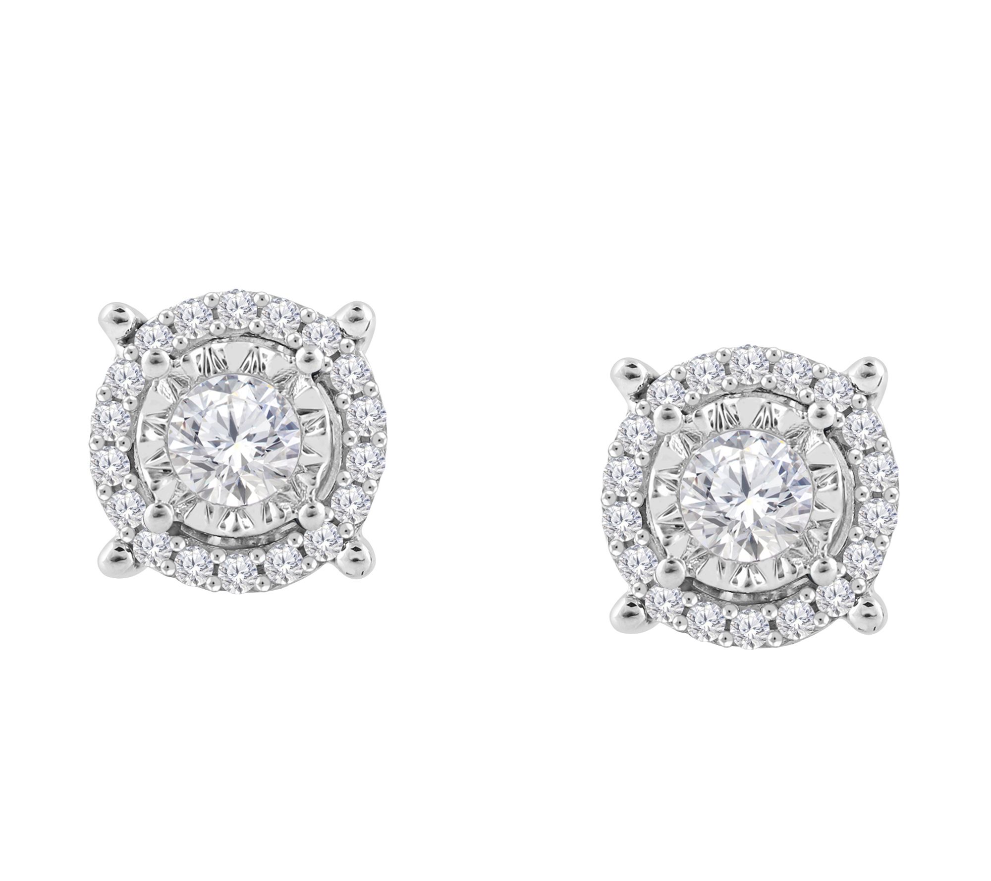 Affinity 1.00 cttw Diamond Halo Stud Earrings,Sterling Silver