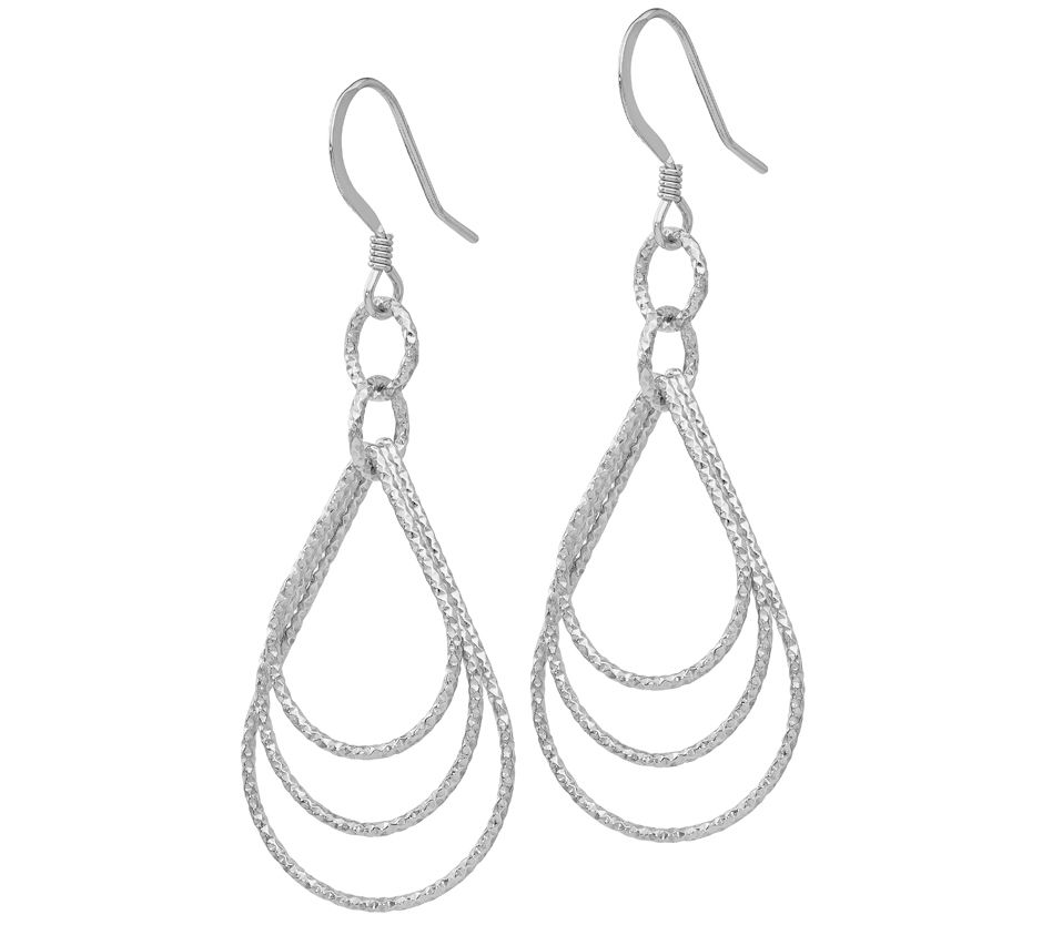 Sterling Silver Layered Teardrop Dangle Earrings - QVC.com