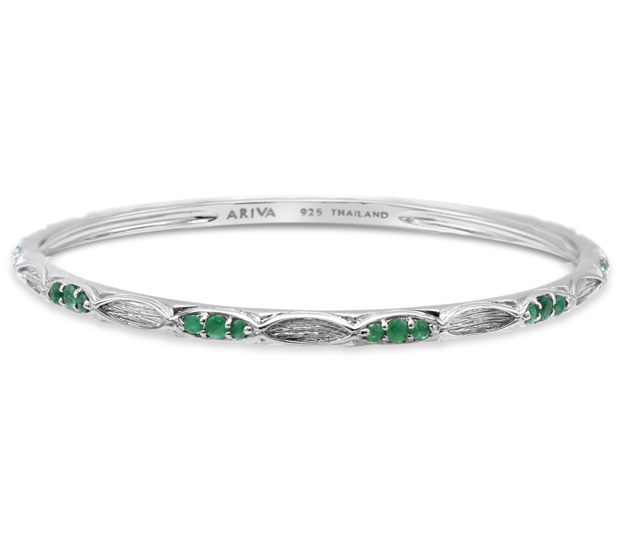 Ariva Sterling Silver Gemstone Textured Bangle