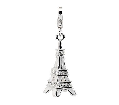 Amore La Vita Sterling Swarovski Crystal EiffelTower Charm - QVC.com