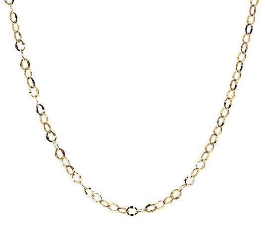 Adjustable Hammered Oval Link Chain Necklace Real 14K Yellow Gold QVC 18" ~ 20" 