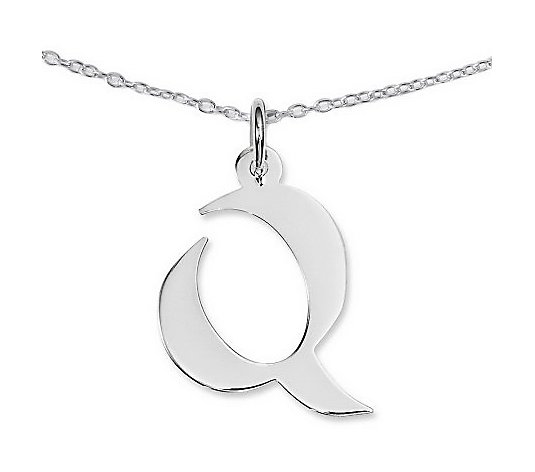 Sterling Polished Initial Pendant w/ 18" Chain