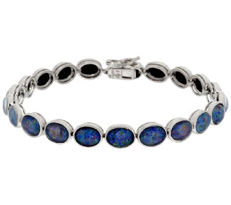 6 MM Rond Topaze Bleu Tennis Bracelet 925 Argent Suisse Bracelet