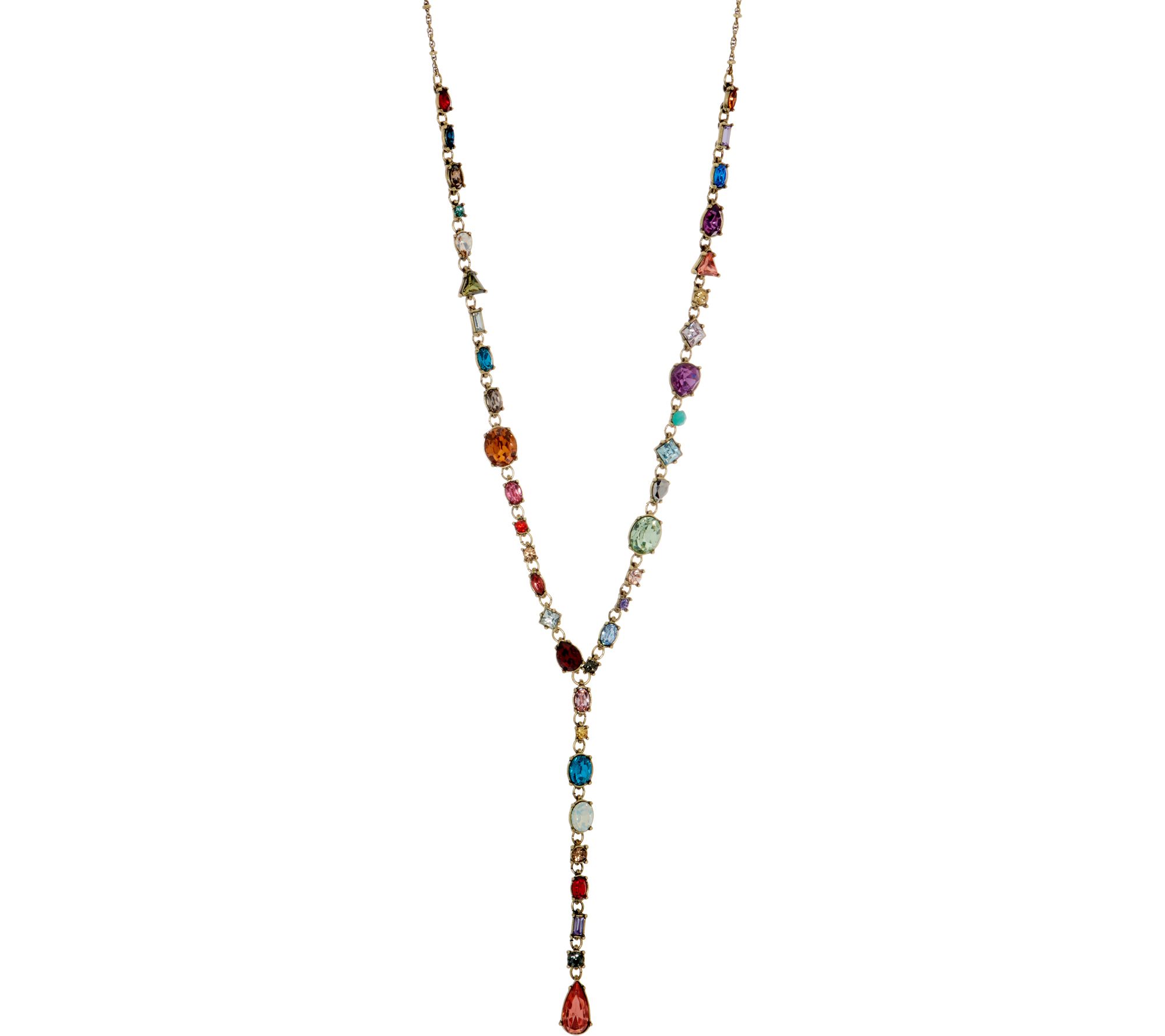 LOGO Links Multi Stone Rosary Necklace - QVC.com