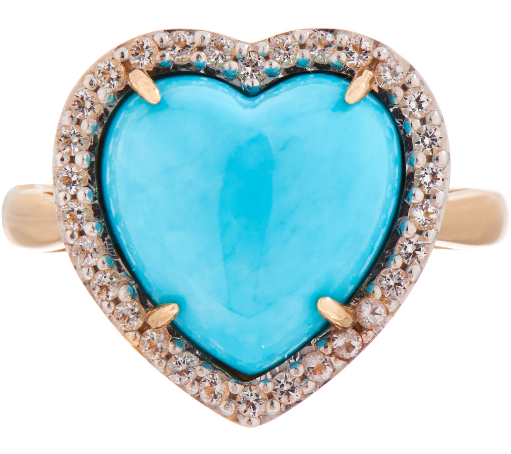 Kingman Turquoise Heart Design Ring, 14K - QVC.com