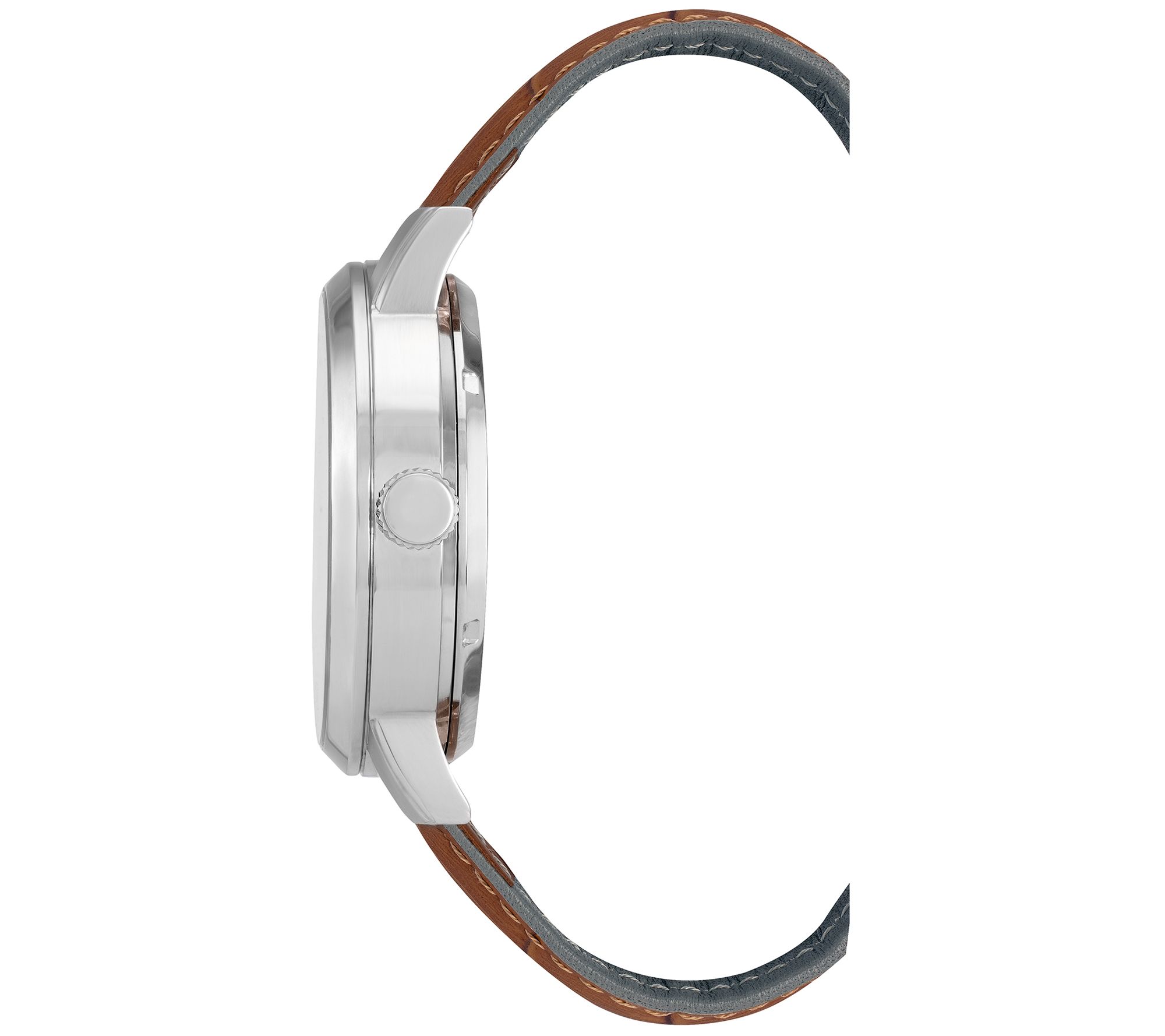 Cole New York Men's Brown Leather Skeleton Dial Watch