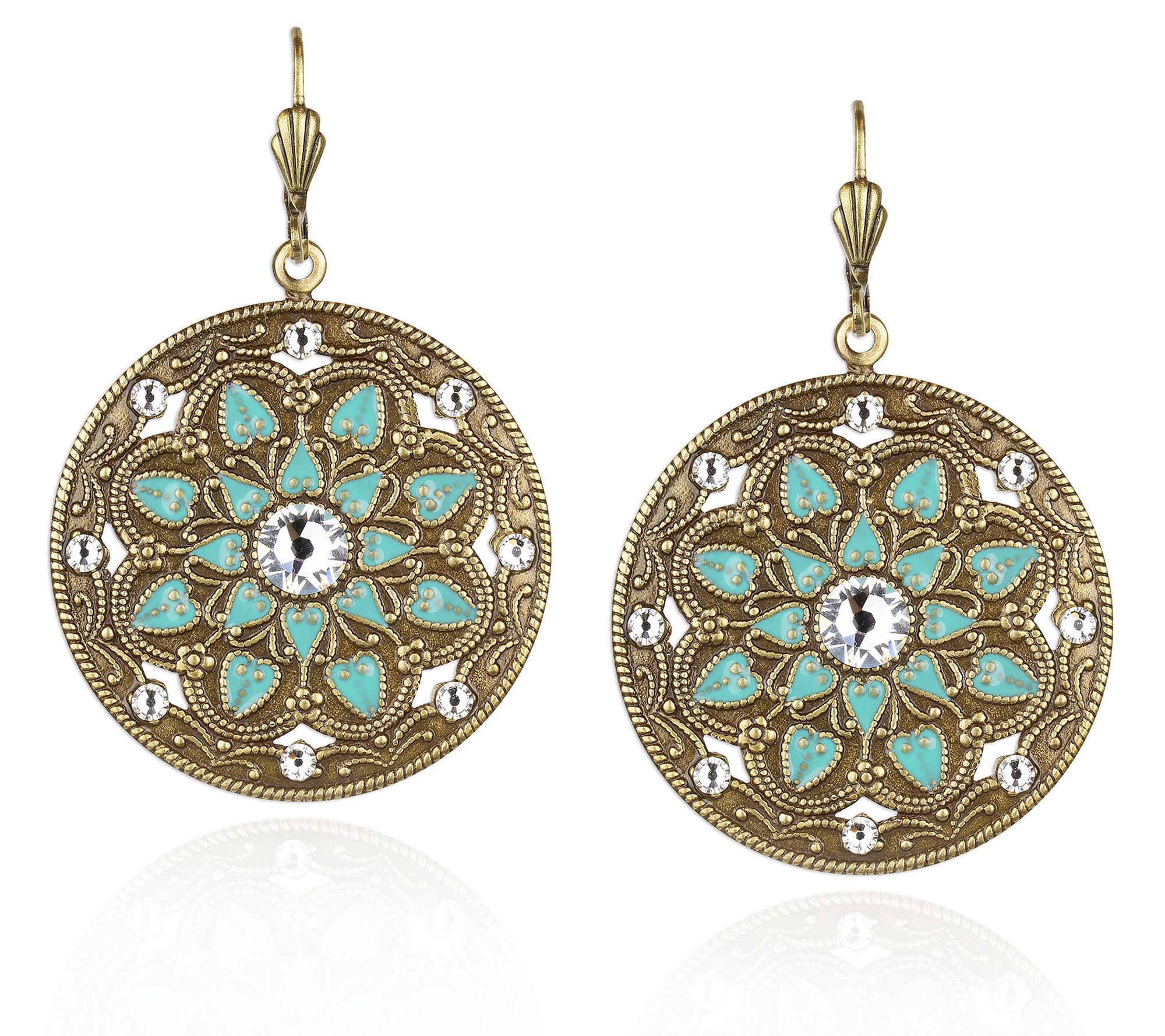 Anne Koplik Byzantine Disk Crystal Earrings