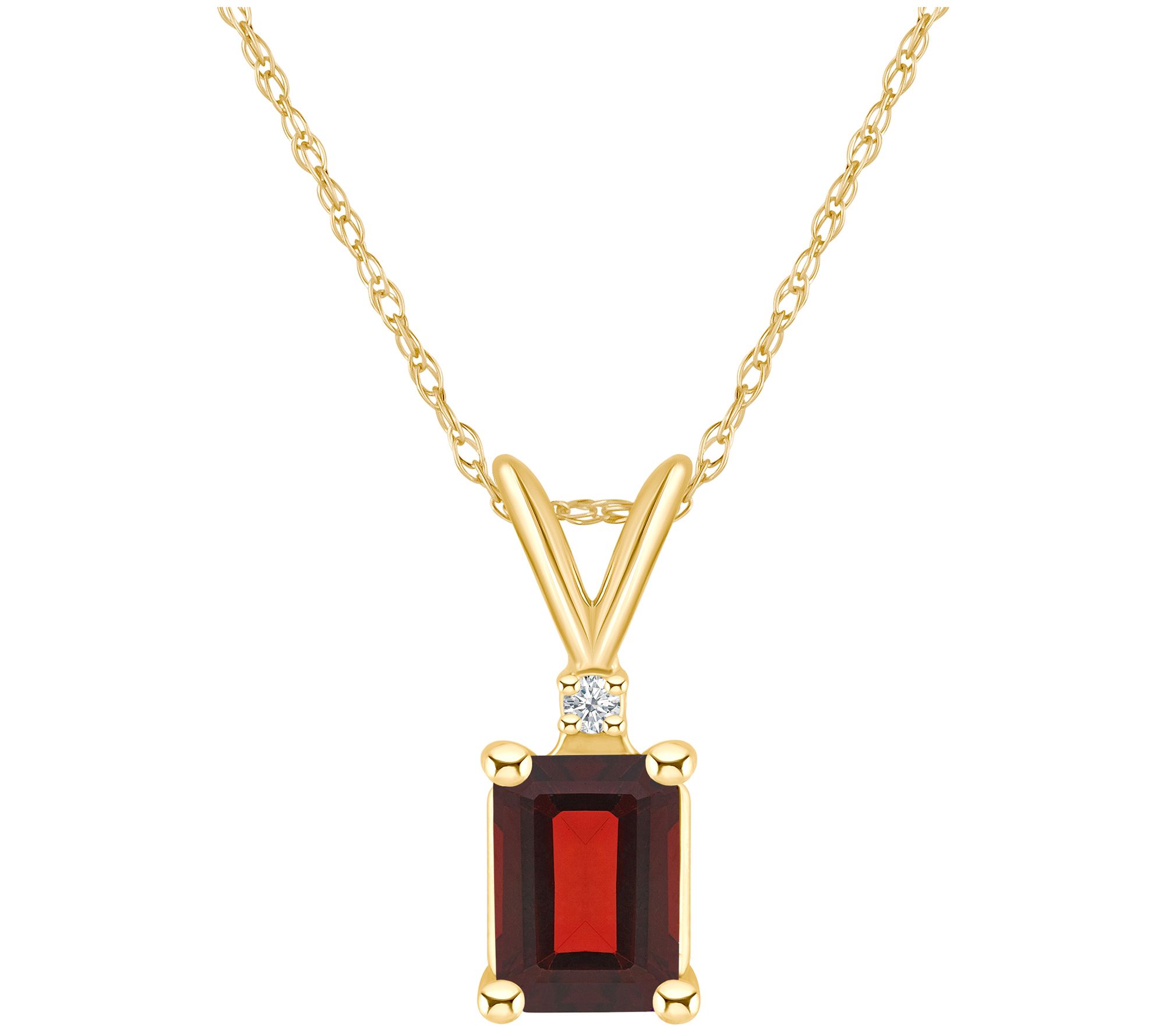 14K Gold 1.25 cttw Garnet & Diamond Accent Pend ant w/ Chain