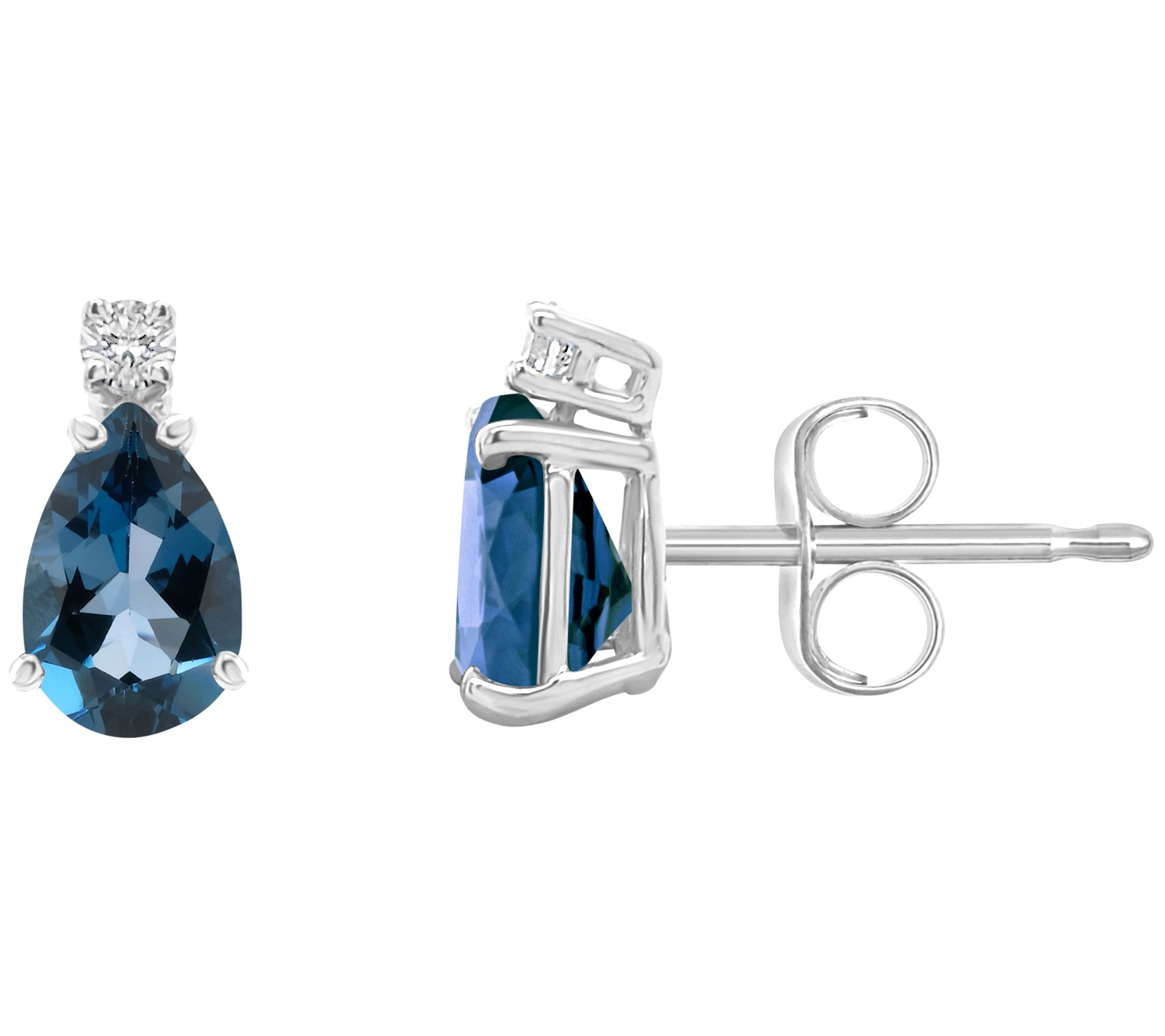 14K 1.00 cttw London Blue Topaz & Diamond Accent Stud Earrings