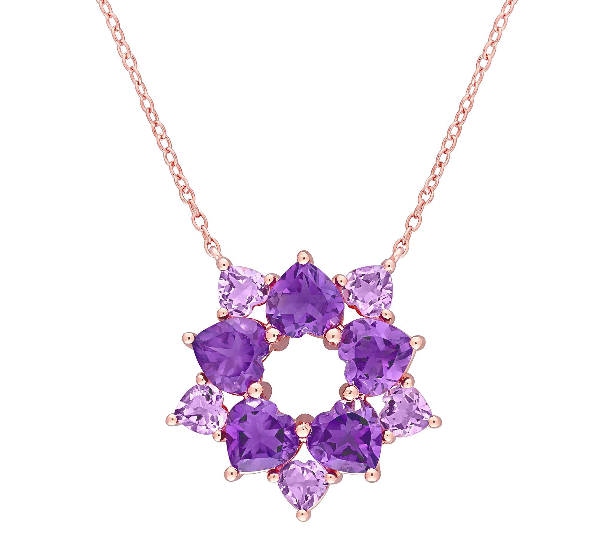 18K Rose Gold Plated 4.75 cttw Amethyst Flor al Necklace 