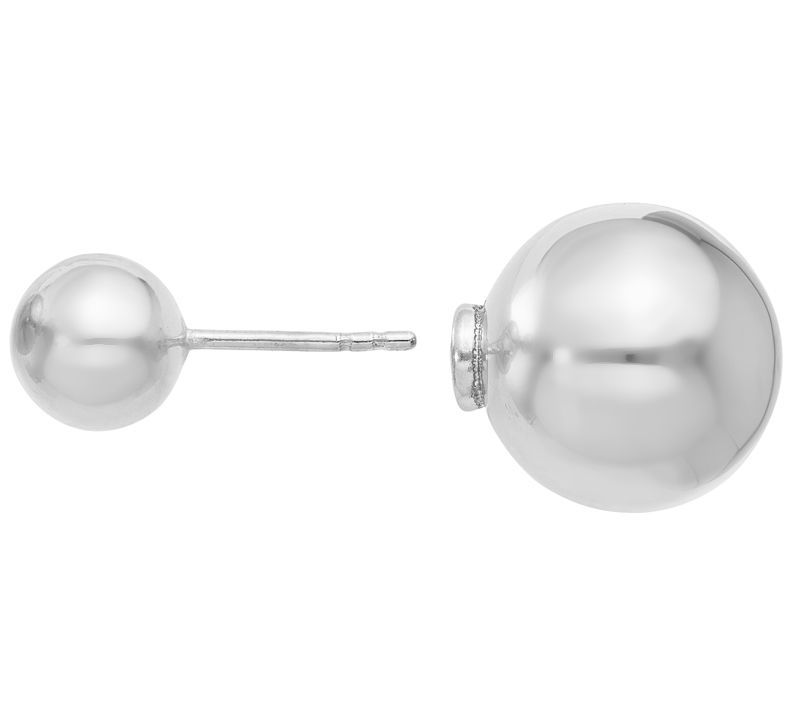 Italian Silver Polished Double Ball Stud Earrings - Qvc.com