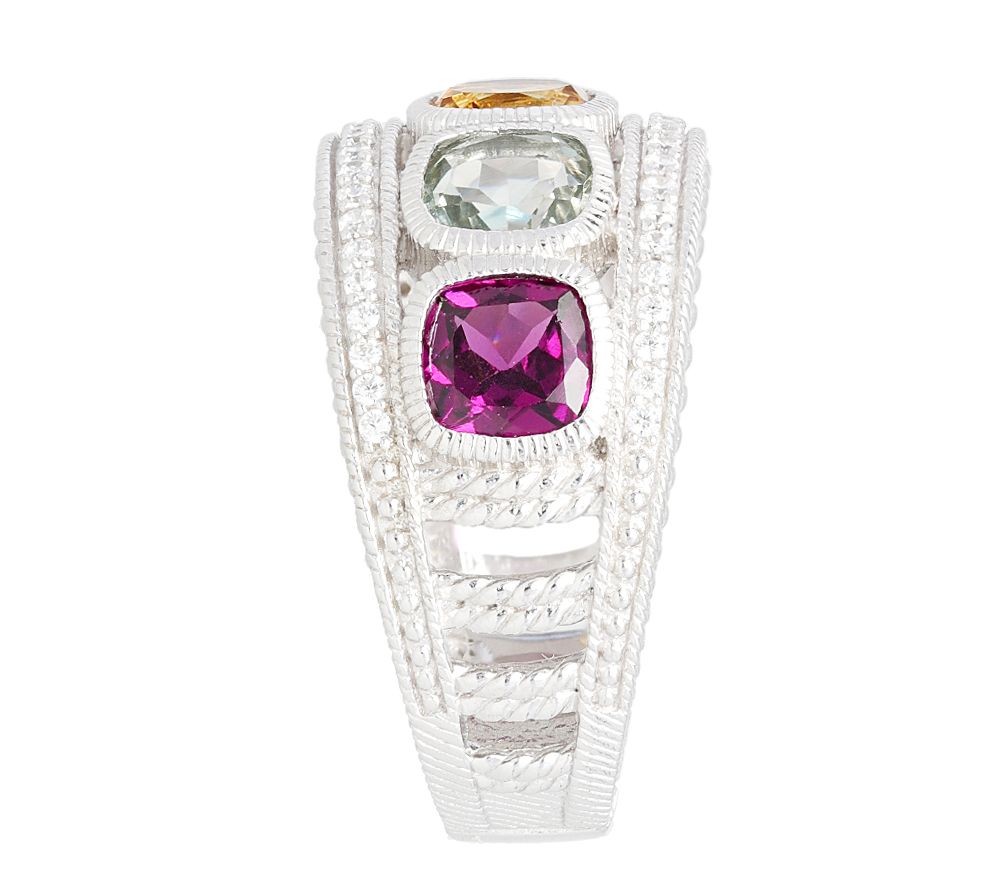 Judith Ripka Sterling Diamonique and Gemstone Band Ring - QVC.com