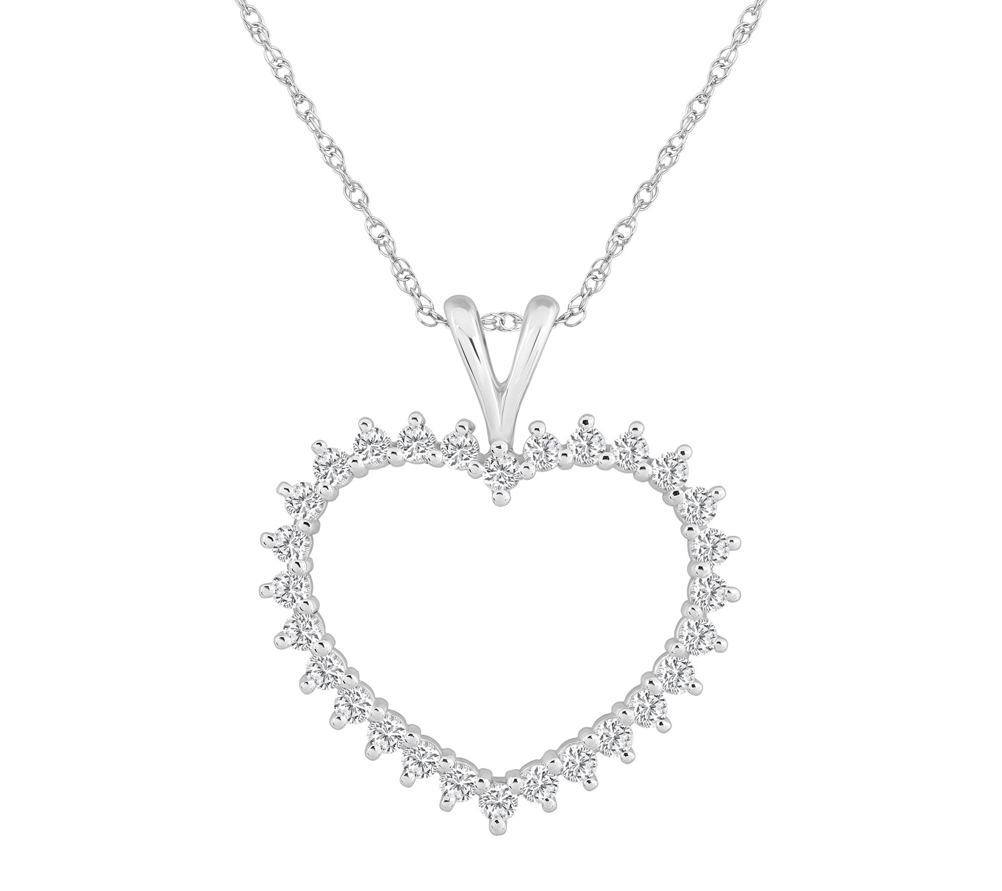 Affinity 1.00 cttw Diamond Open Heart Pendant w / Chain, 14K