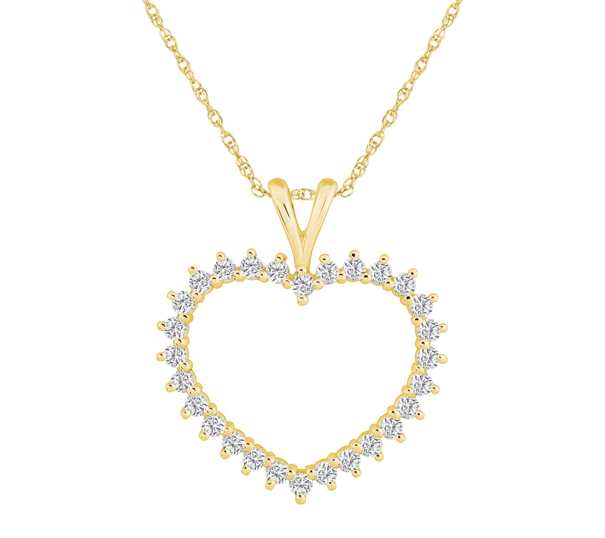 Affinity 1.00 cttw Diamond Open Heart Pendant w / Chain, 14K