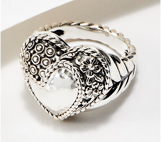 JAI Sterling Silver Textured Heart Ring
