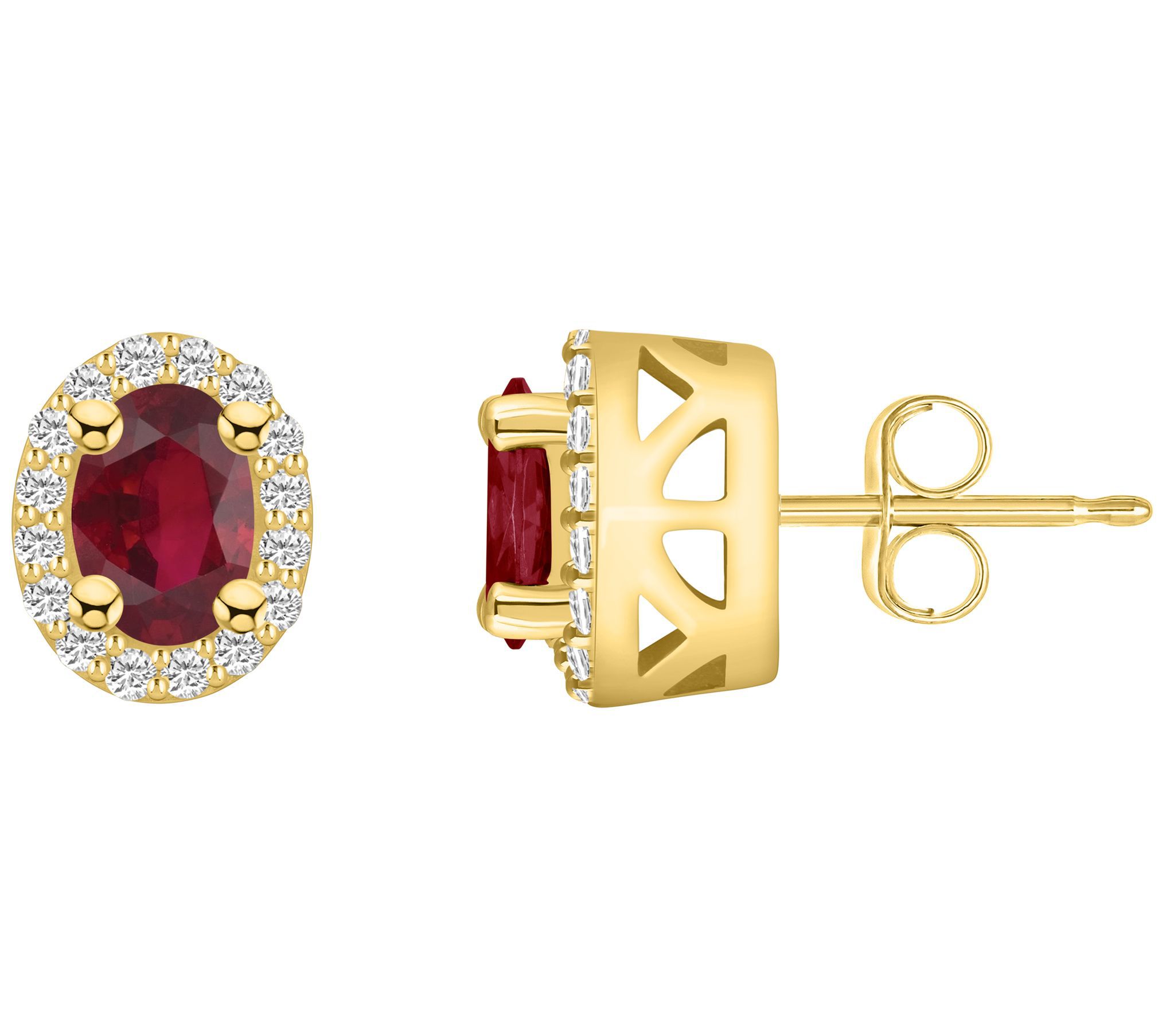 Affinity Gems 14K 1.20 cttw Ruby & Diamond Halo Studs