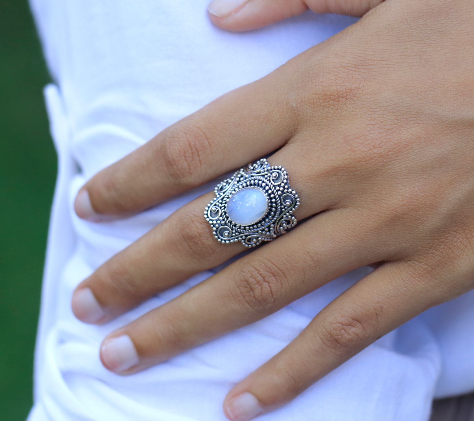 Artisan Crafted Sterling Silver Elongated Gemstone Ring - QVC.com