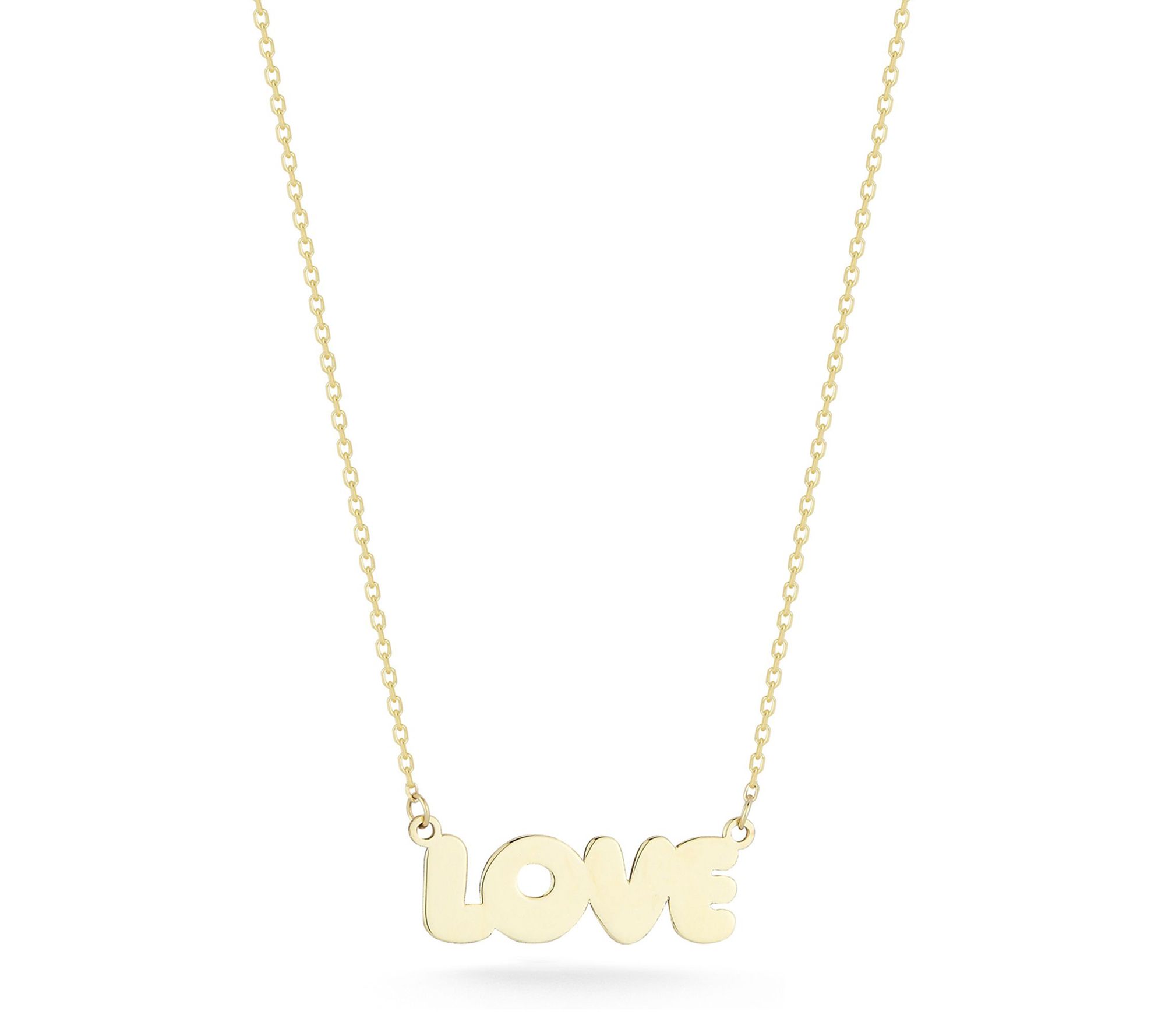 Luminosa Gold Bubble Letter Love Necklace, 14K - QVC.com