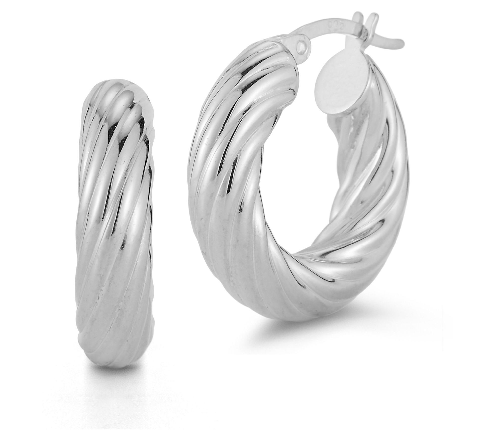 Sterlina Silver Bold Textured Hoop Earrings, Sterling