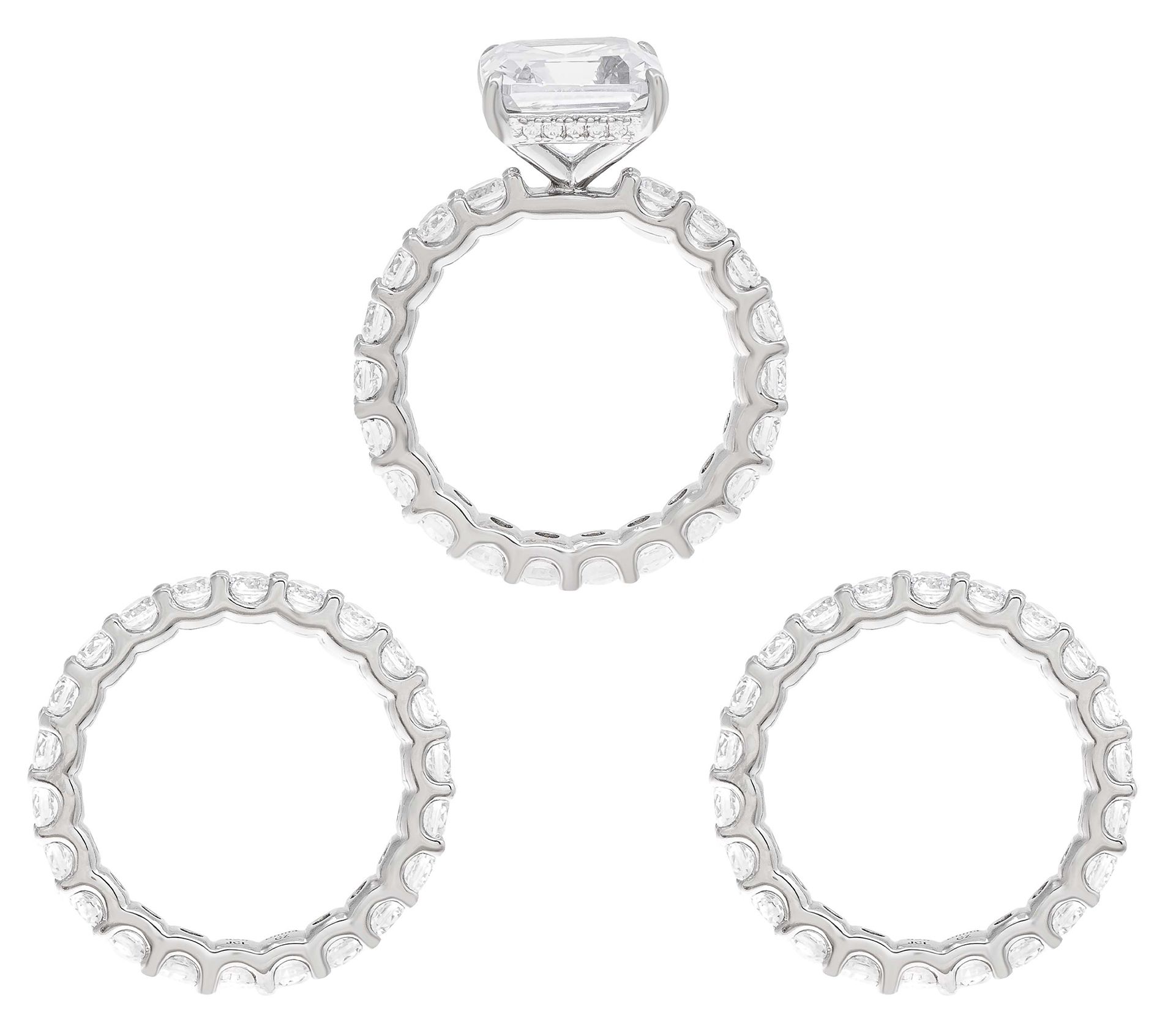 Diamonique 11.70 cttw 3-Piece Bridal Ring Set,Sterling Silver - QVC.com