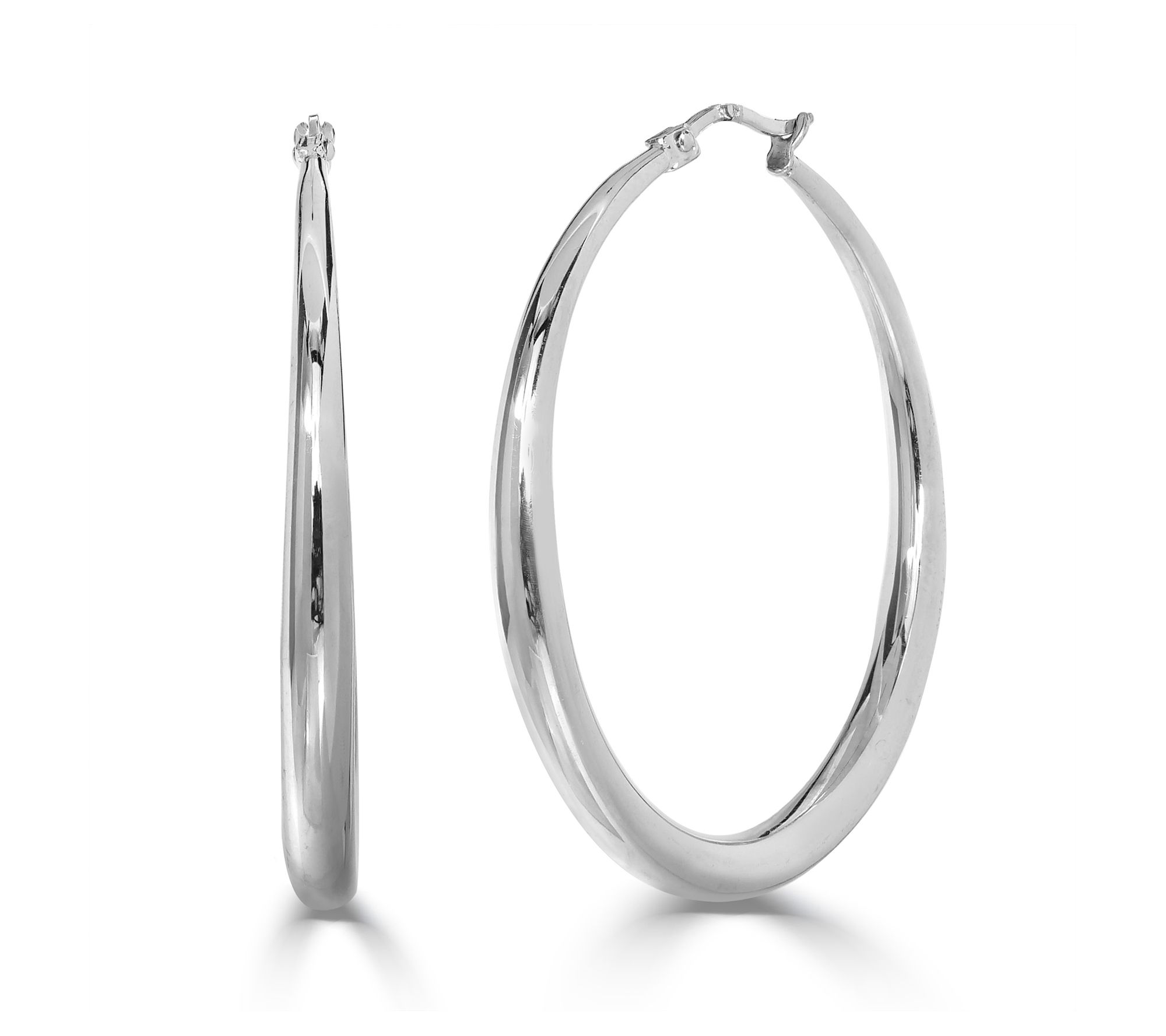 Steel by Design Graduated Oval Polished Hoop Earrings - QVC.com