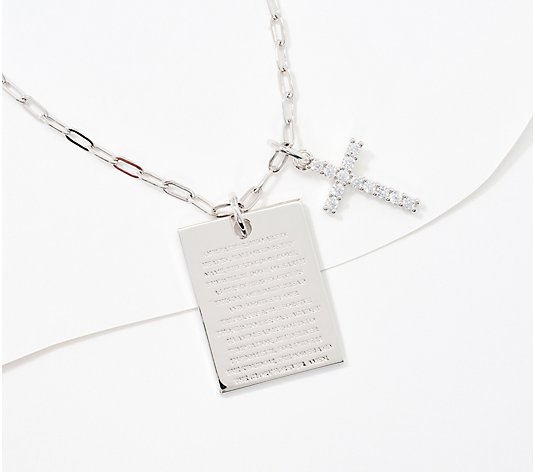 Diamonique x Allison Avery Lord's Prayer & Cross Chain Necklace