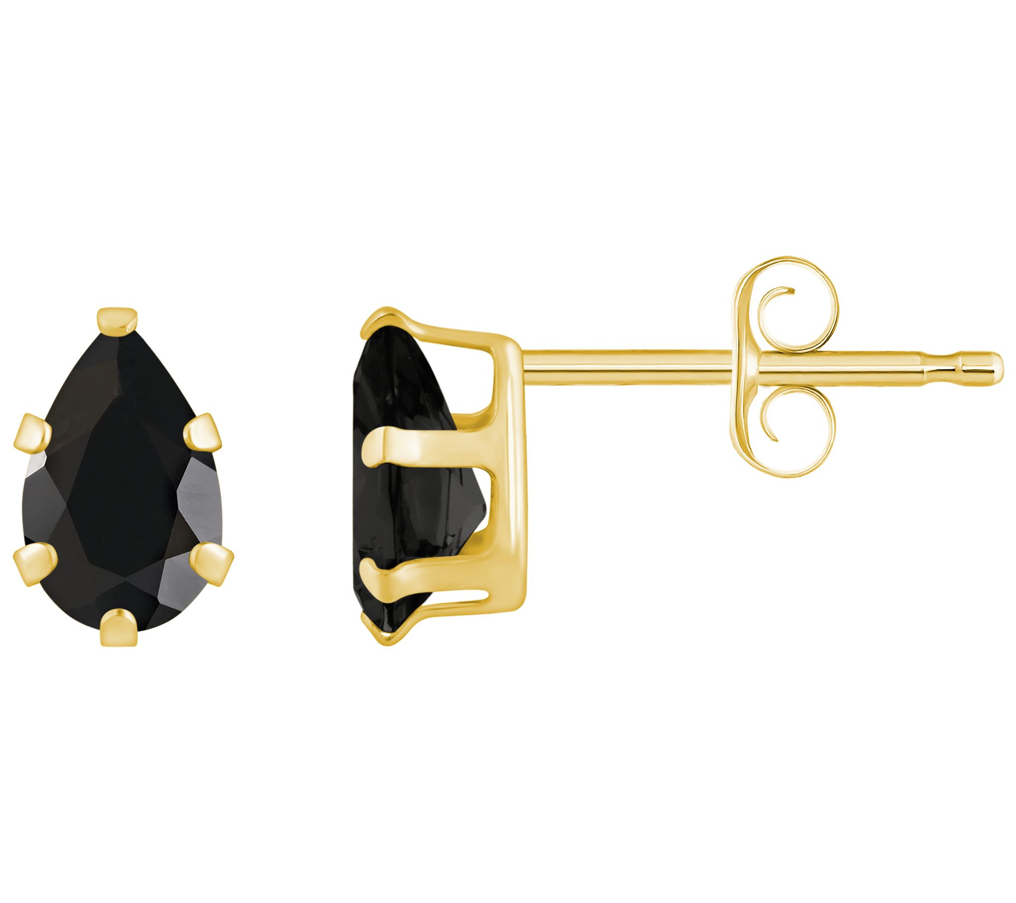 Affinity Gems Pear Cut Onyx Stud Earrings, 10K Gold