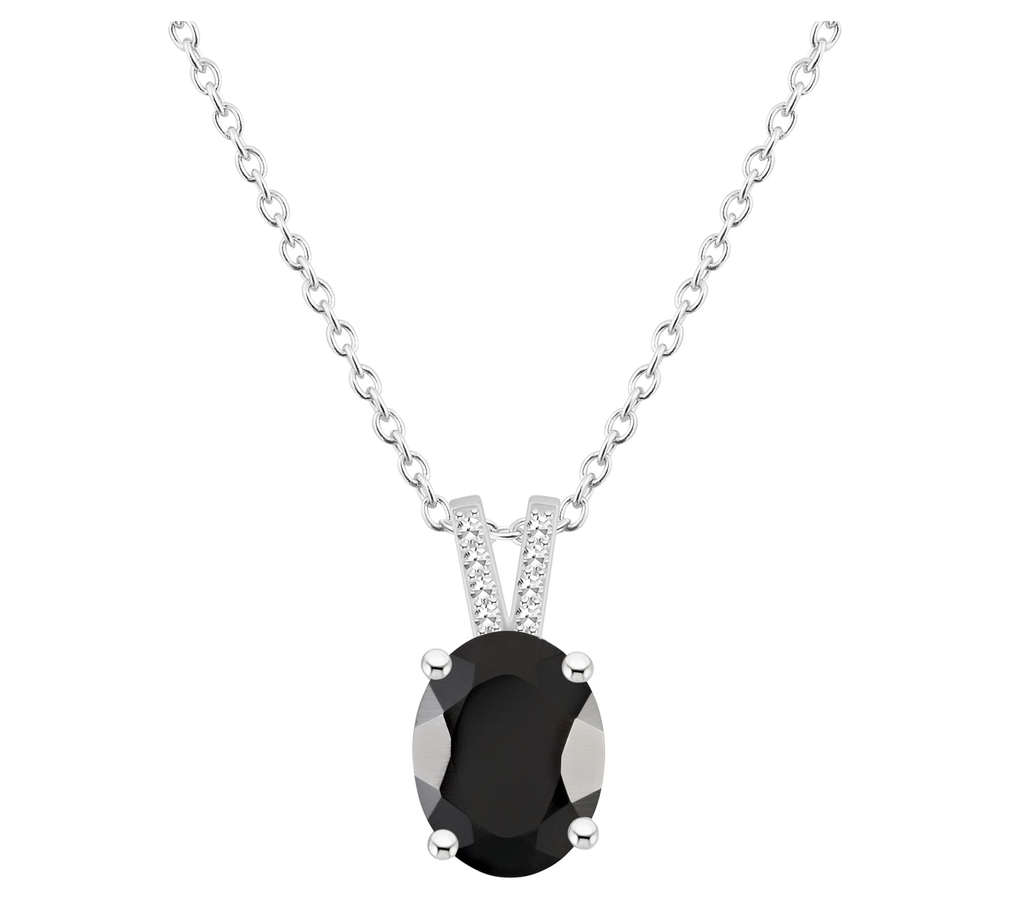 Affinity Gems Oval Opaque Gemstone & Diamond Pendant w/ Chain