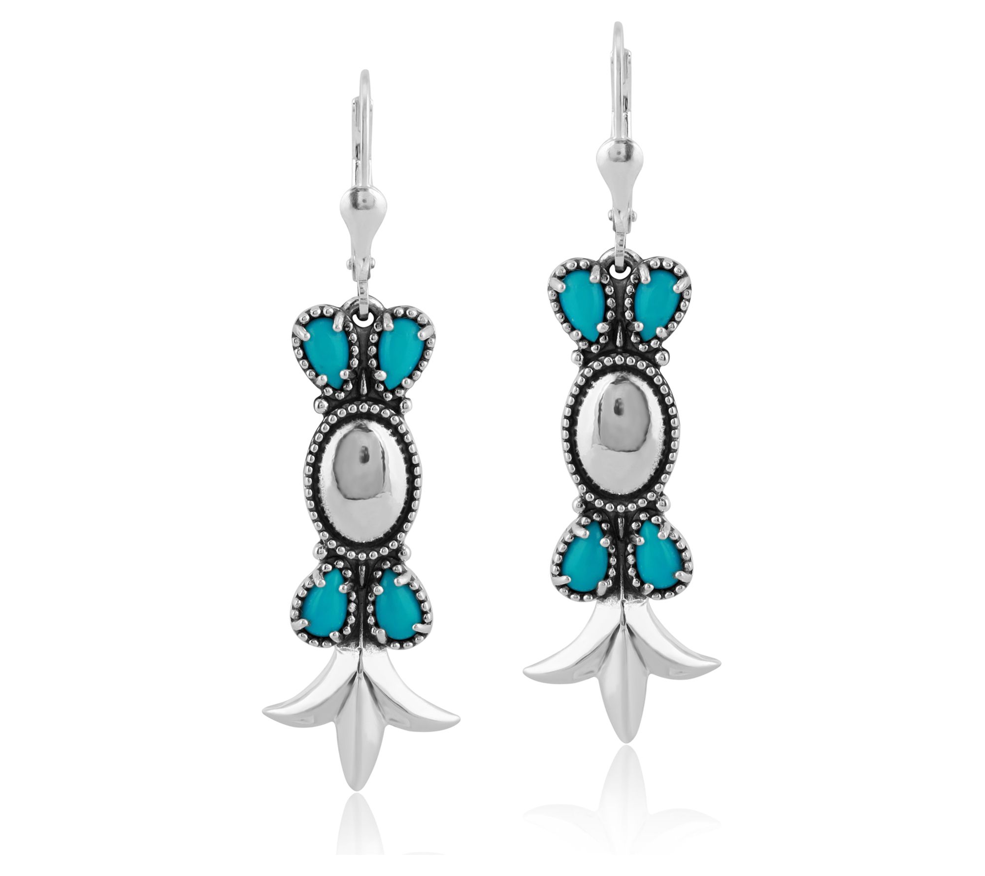 American West Sterling Silver Gemstone BlossomDangle Earrings