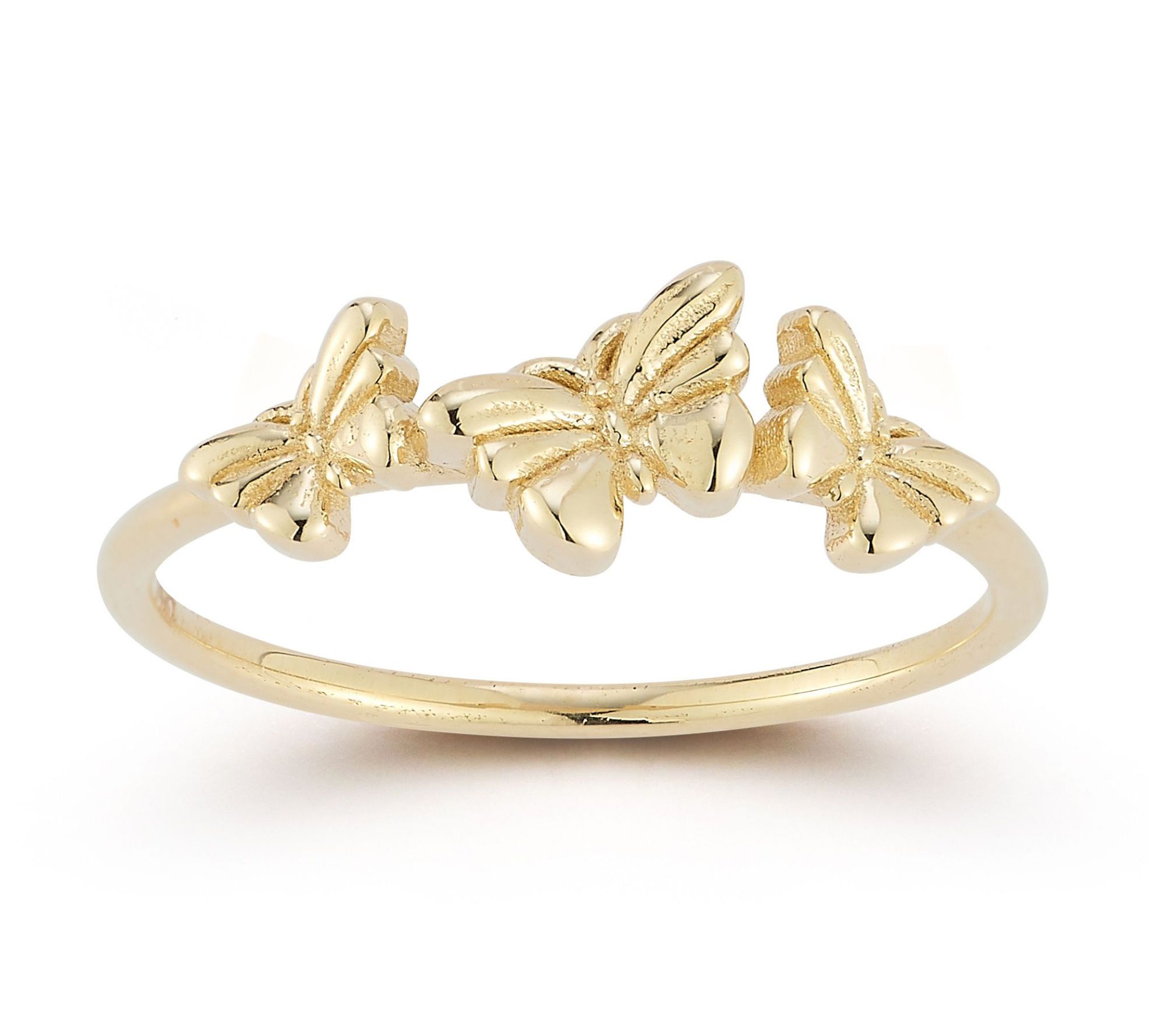 Luminosa Gold Triple Puffed Butterfly Station R ing, 14K
