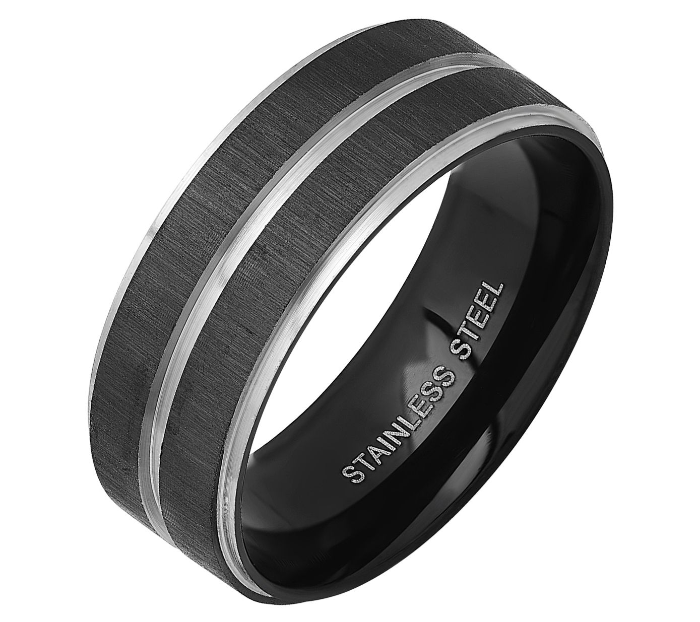 Steel By Design Men's Two-Tone Brushed Band Ring - QVC.com