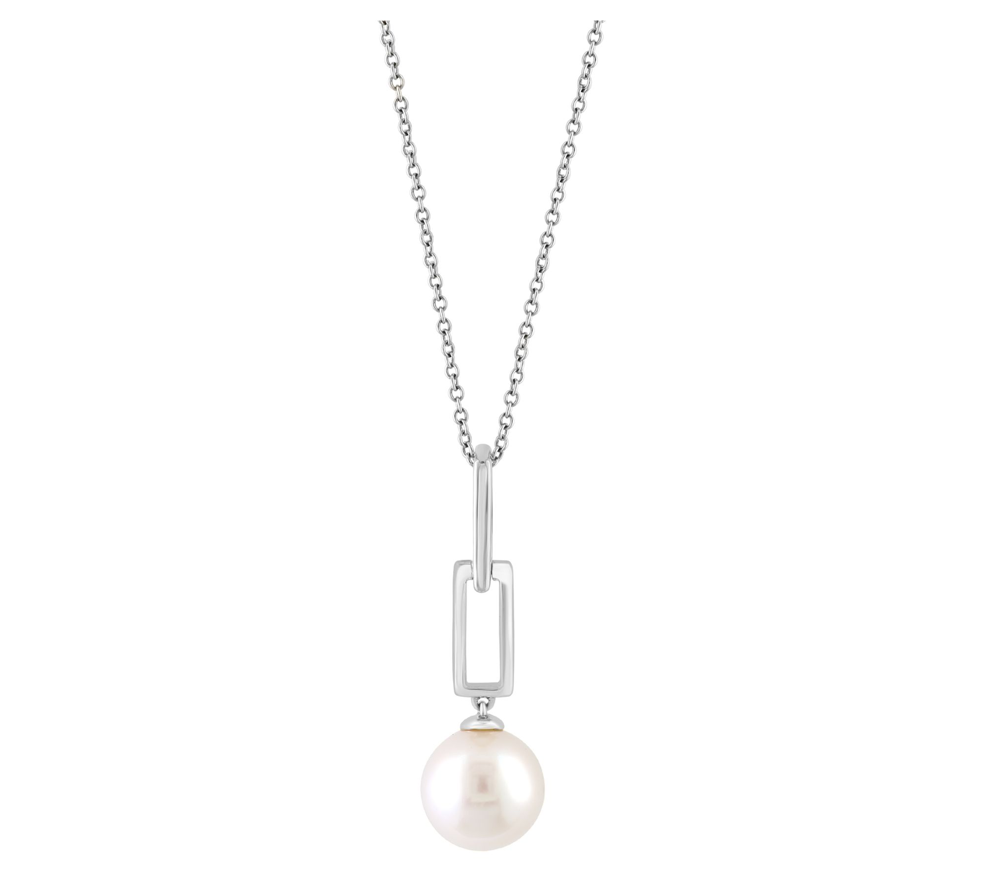 Effy Cultured Pearl Paperclip Pendant w/ Chain,14K Gold