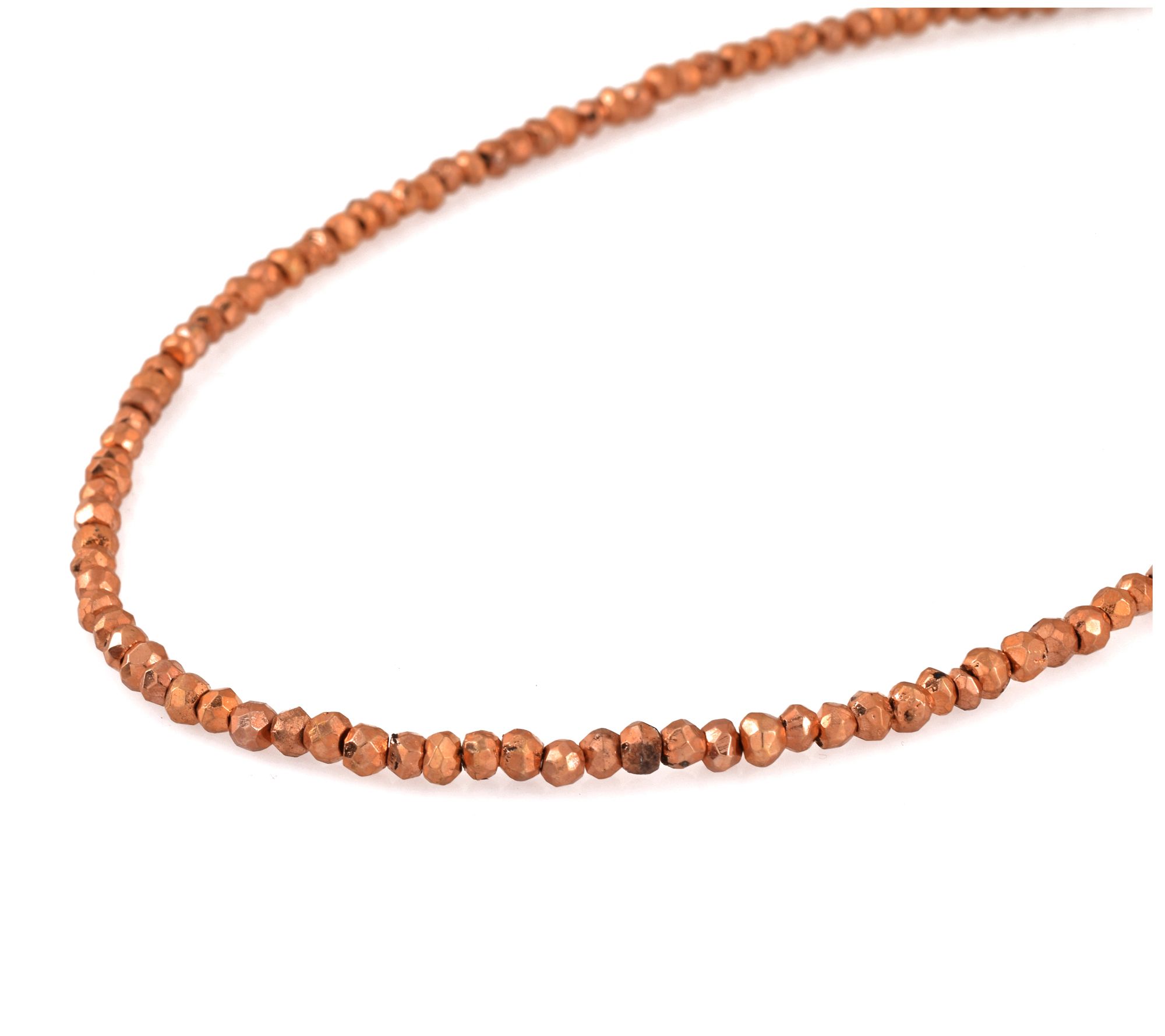 Sterling Silver Coated Pyrite Copper Beaded Necklace
