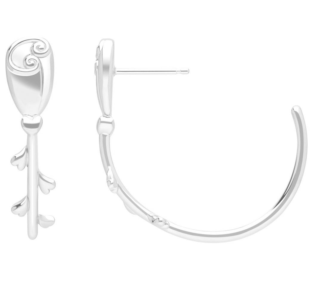 Goddaughters Sterling Silver Gratitude Rose Hoop Earrings