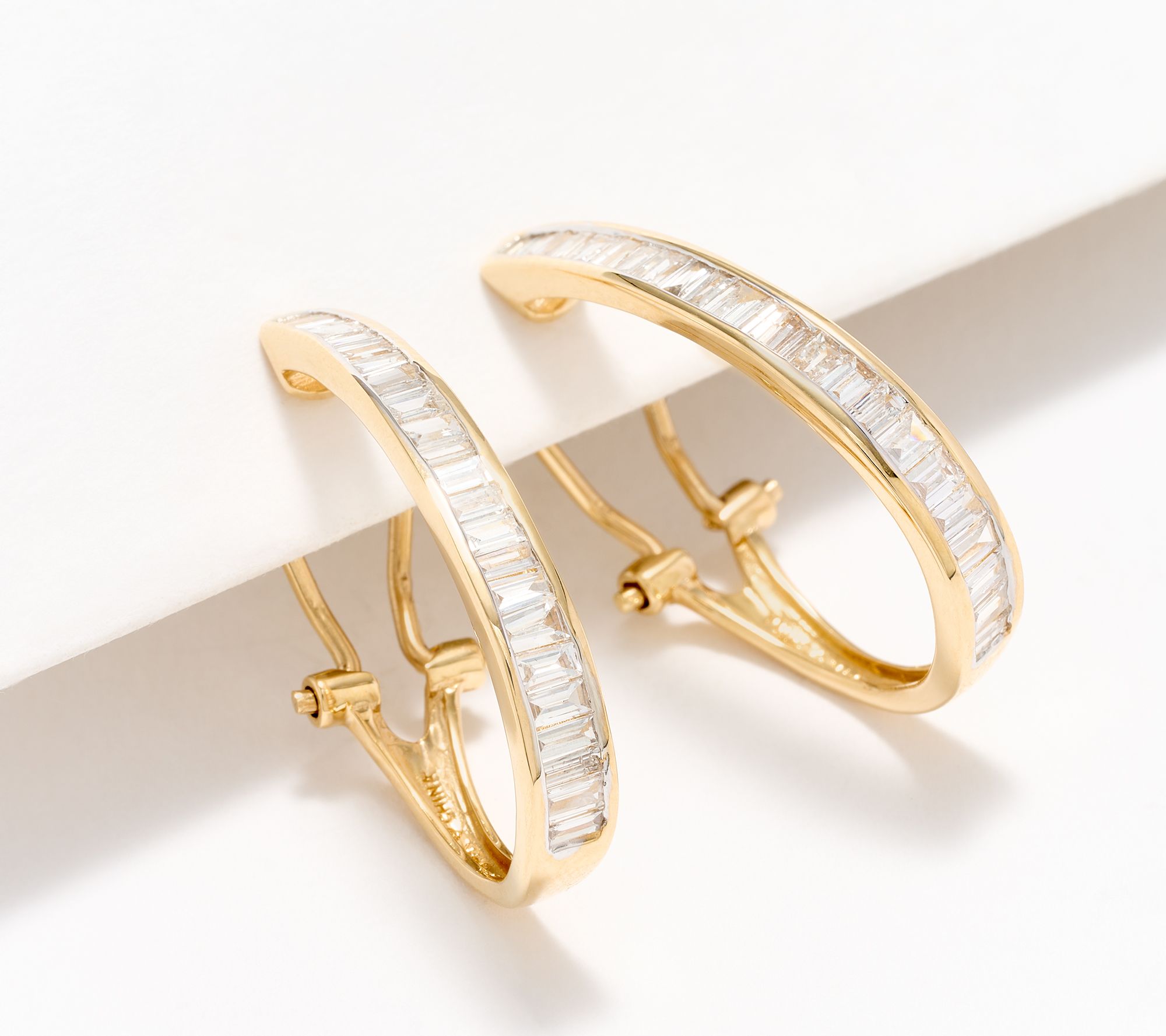 Fire Light Lab Grown Diamond 1 cttw Baguette Hoops, 14K Gold