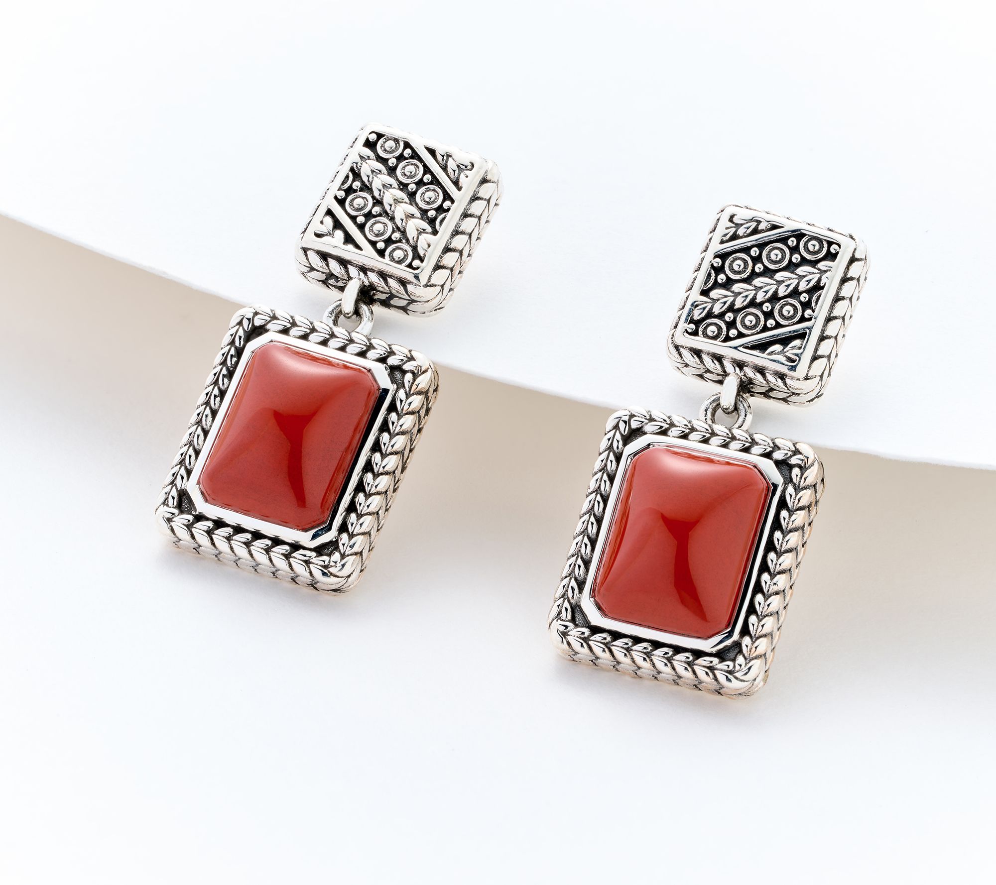 JAI Sterling Silver Cabochon Gemstone Earrings