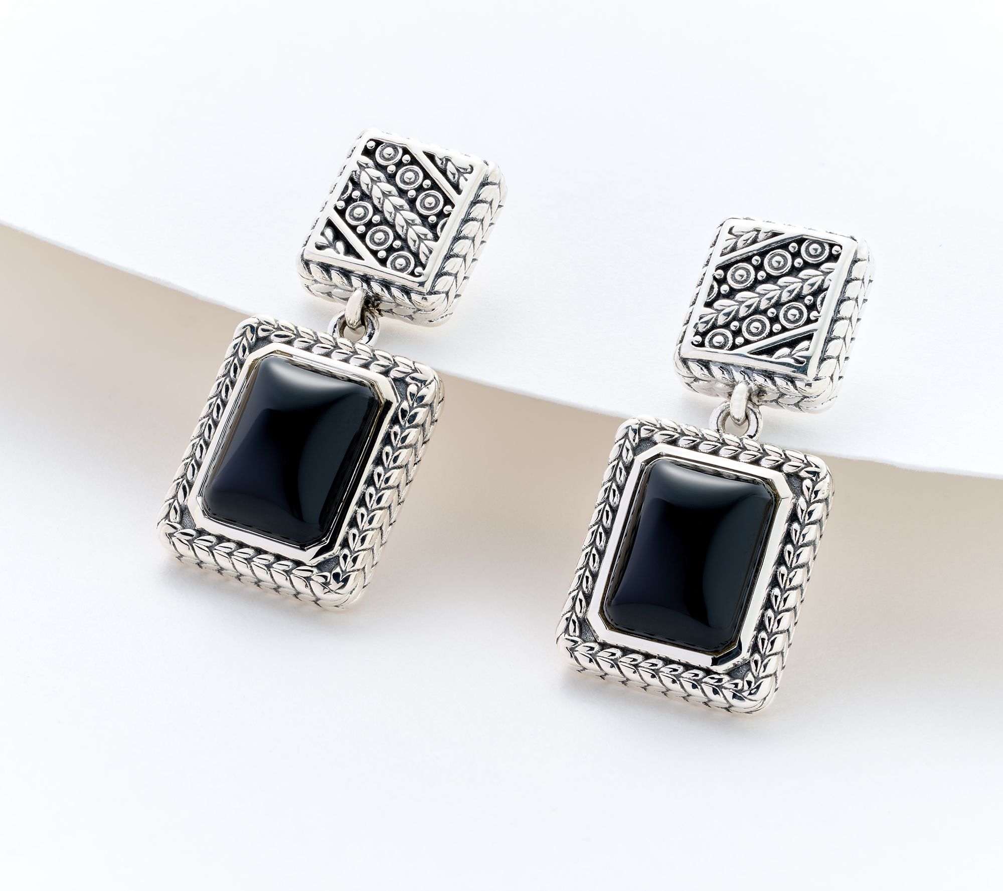 JAI Sterling Silver Cabochon Gemstone Earrings