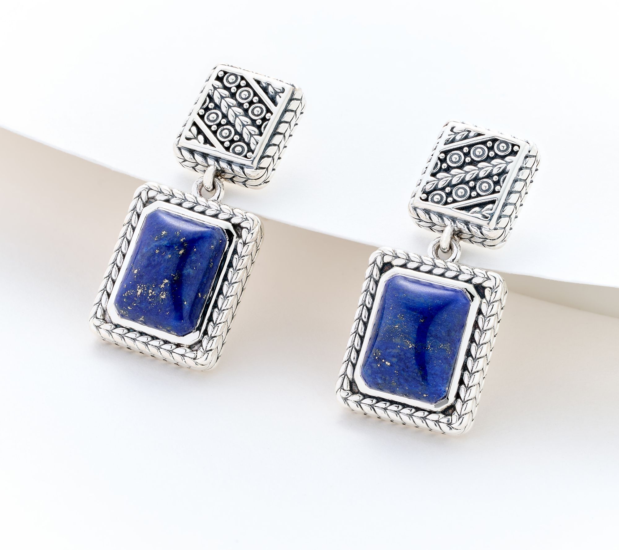 JAI Sterling Silver Cabochon Gemstone Earrings