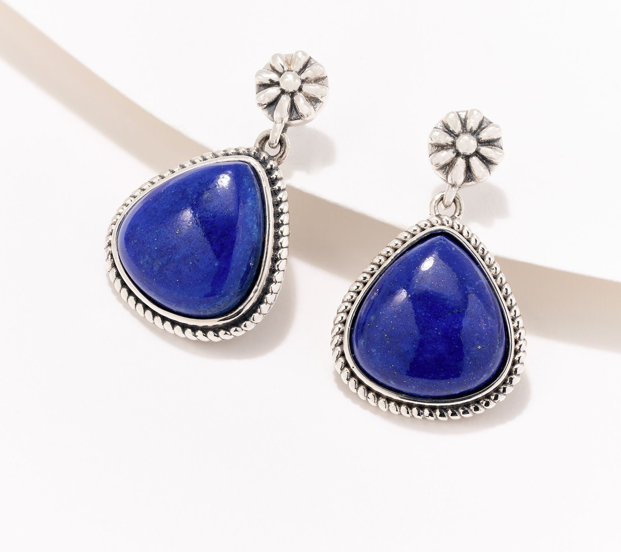 American West Sterling Silver Trillion Cut Gemstone Post Earrings