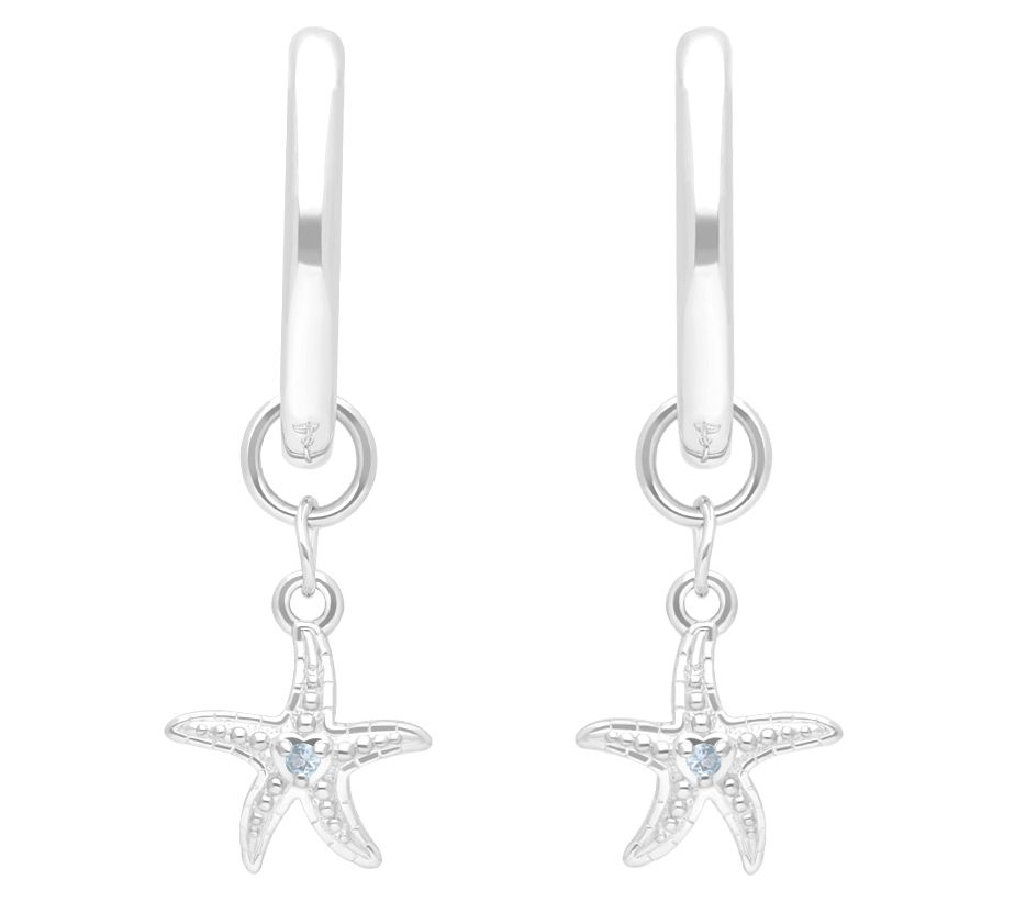 Goddaughters St erling Blue Top az Starfish Cha rm Earrings