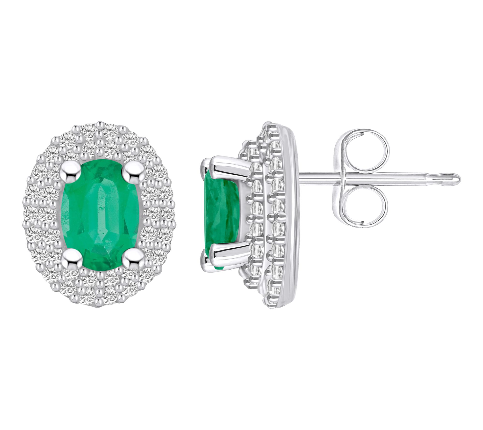 Affinity Gems Oval Gemstone & Diamond Halo Earrings, 14 Gold