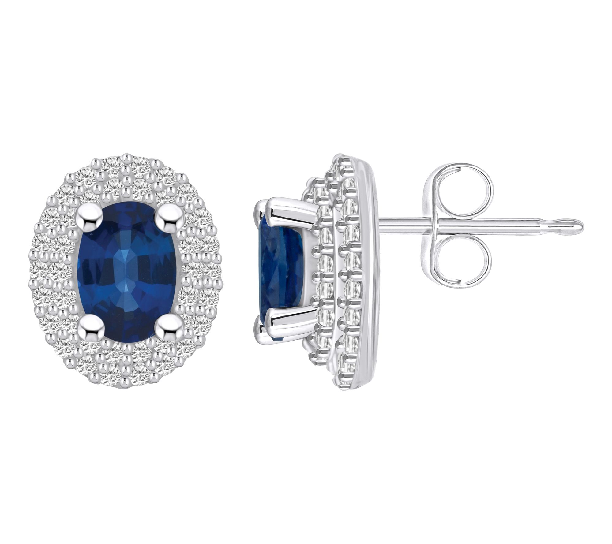 Affinity Gems Oval Gemstone & Diamond Halo Earrings, 14 Gold