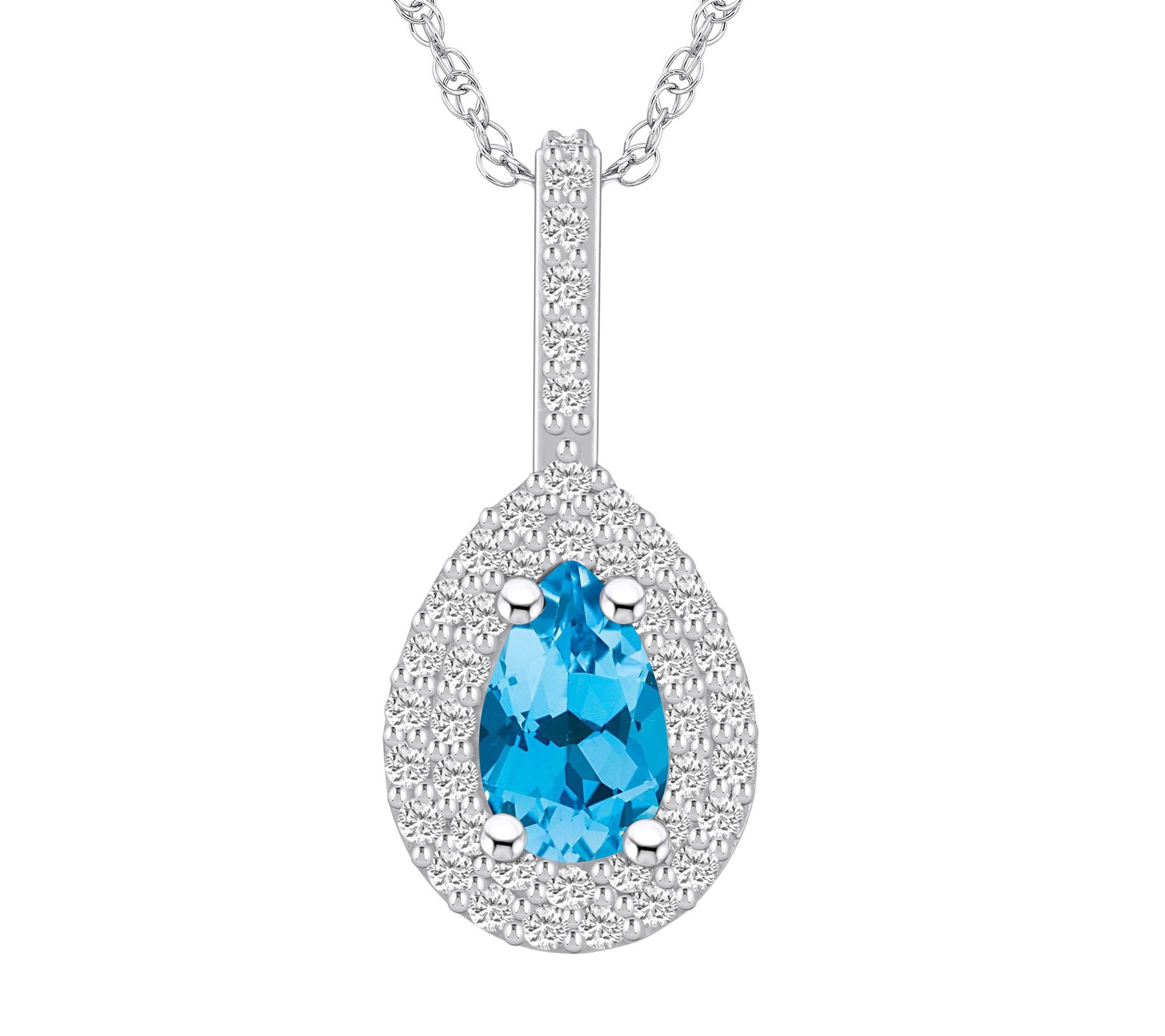Affinity Gems Pear Gemstone & Diamond Necklace,14K Gold