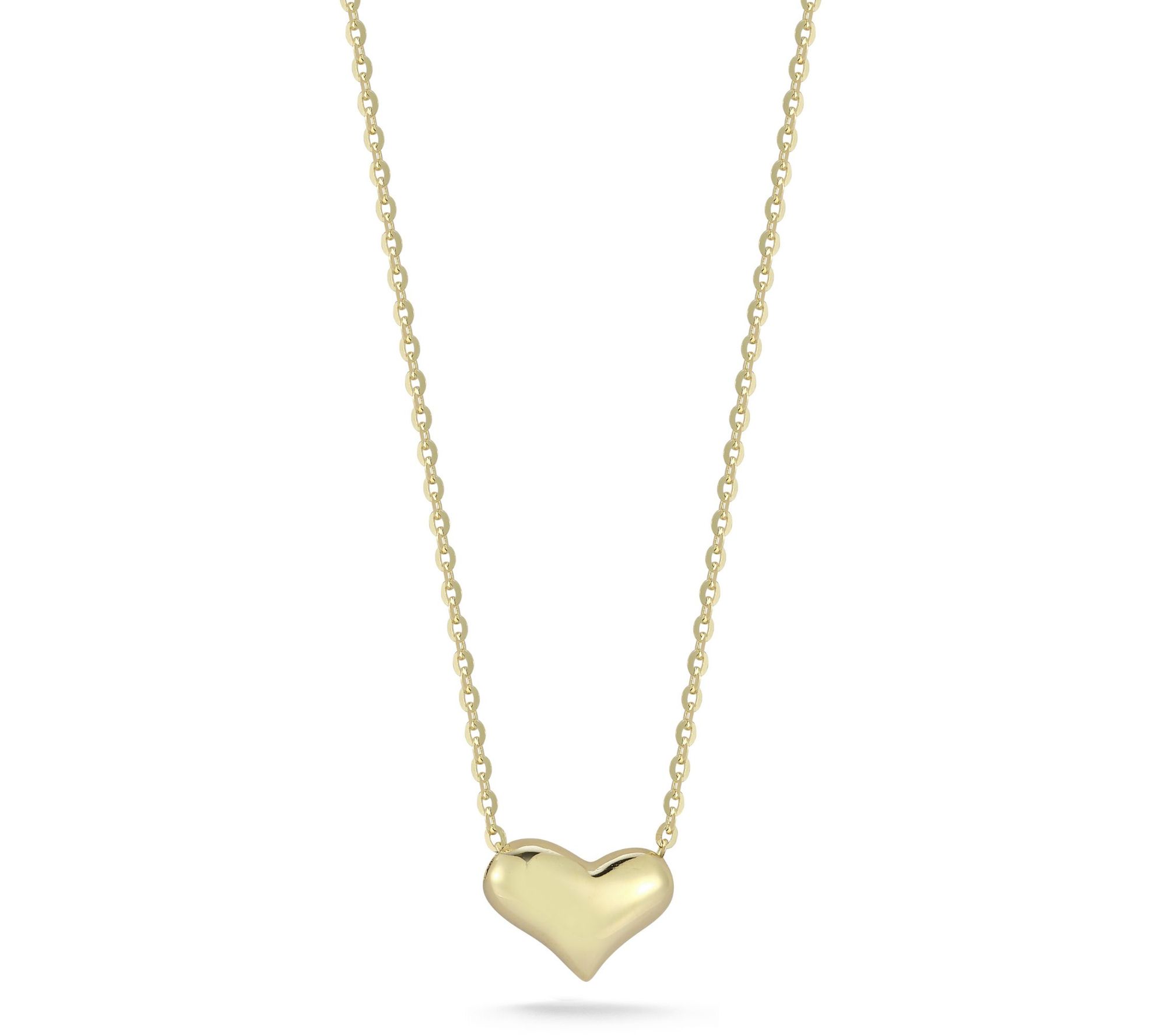 Luminosa Gold Puffed Heart Pendant w/ Chain, 14K